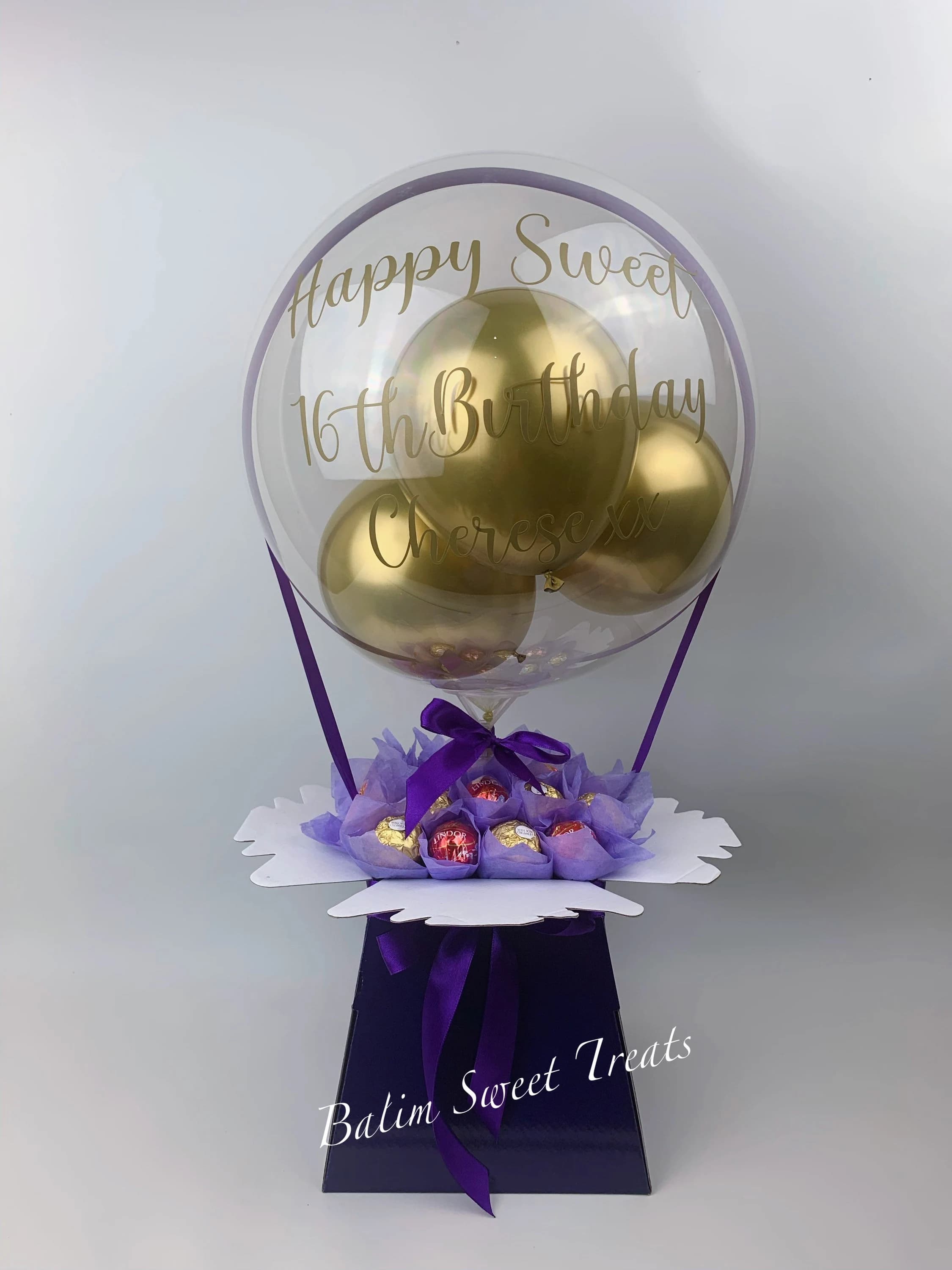 Personalized Bubble Balloon Chocolate Bouquet: Lindor Sweet Hamper - image 2