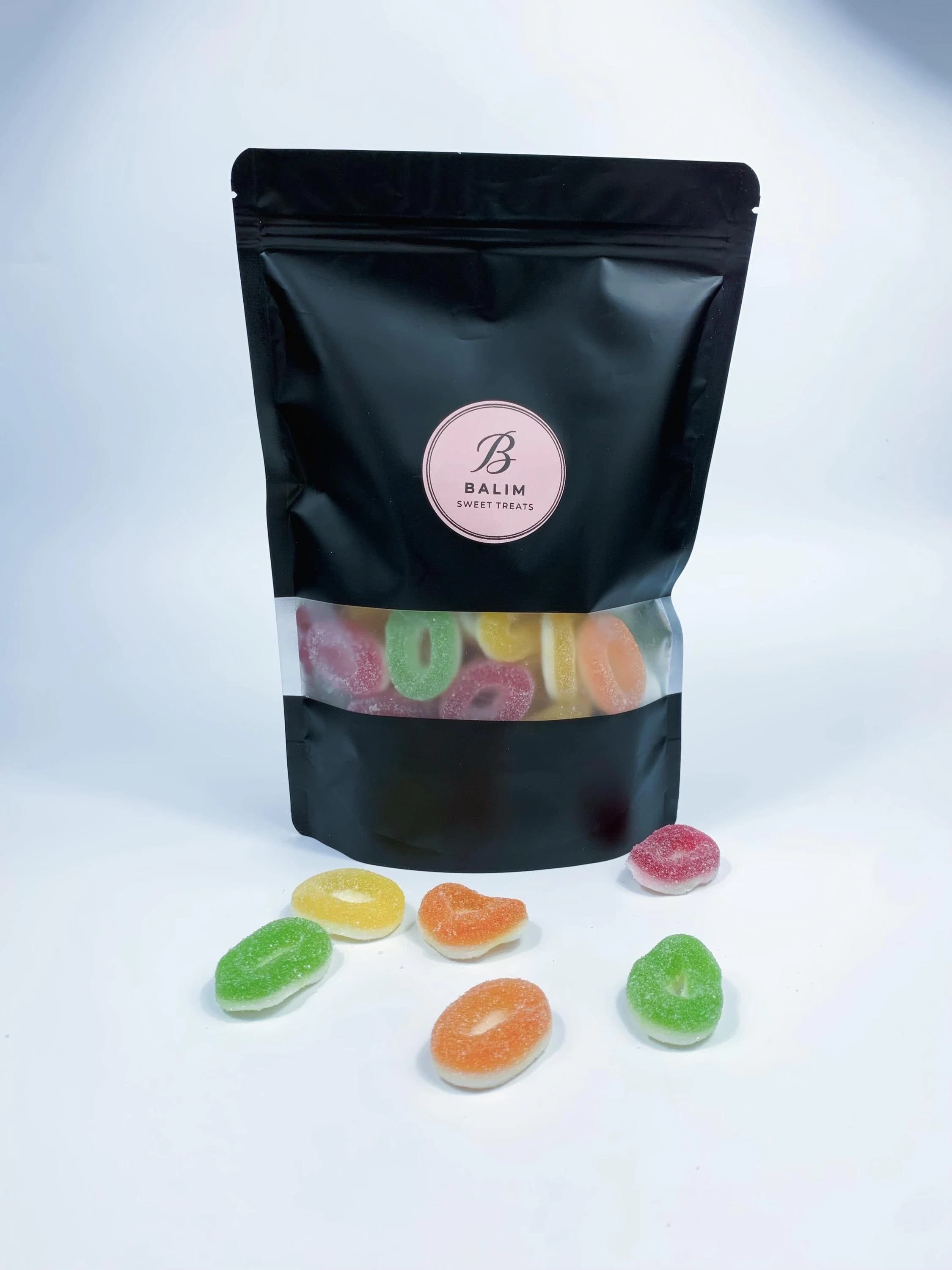 Halal Fizzy Rings Candy Mix: 250g, 500g, 1kg Sweet Treat Pouches