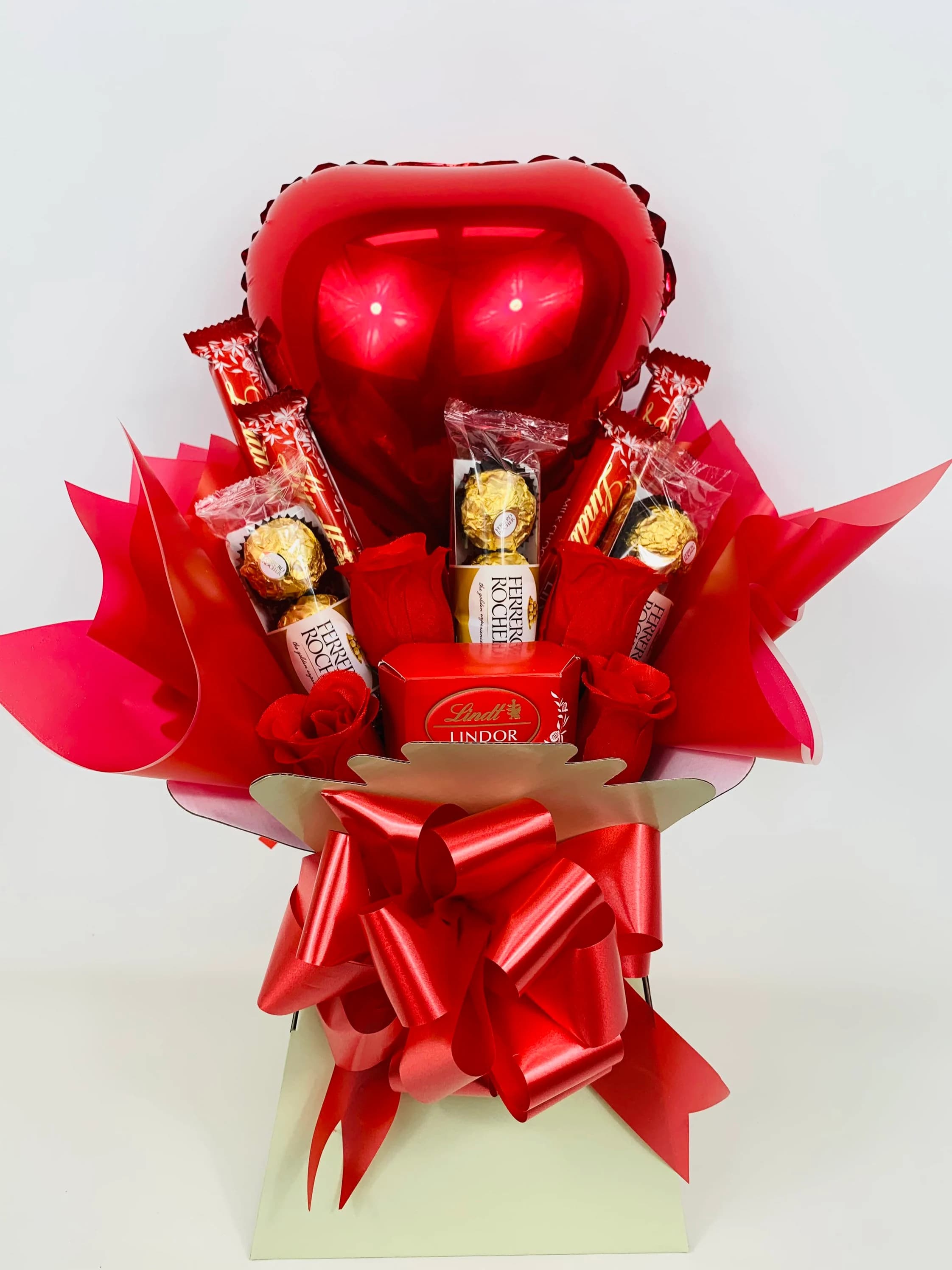 Ferrero Rocher & Lindt Chocolate Bouquet with Red Roses - image 4