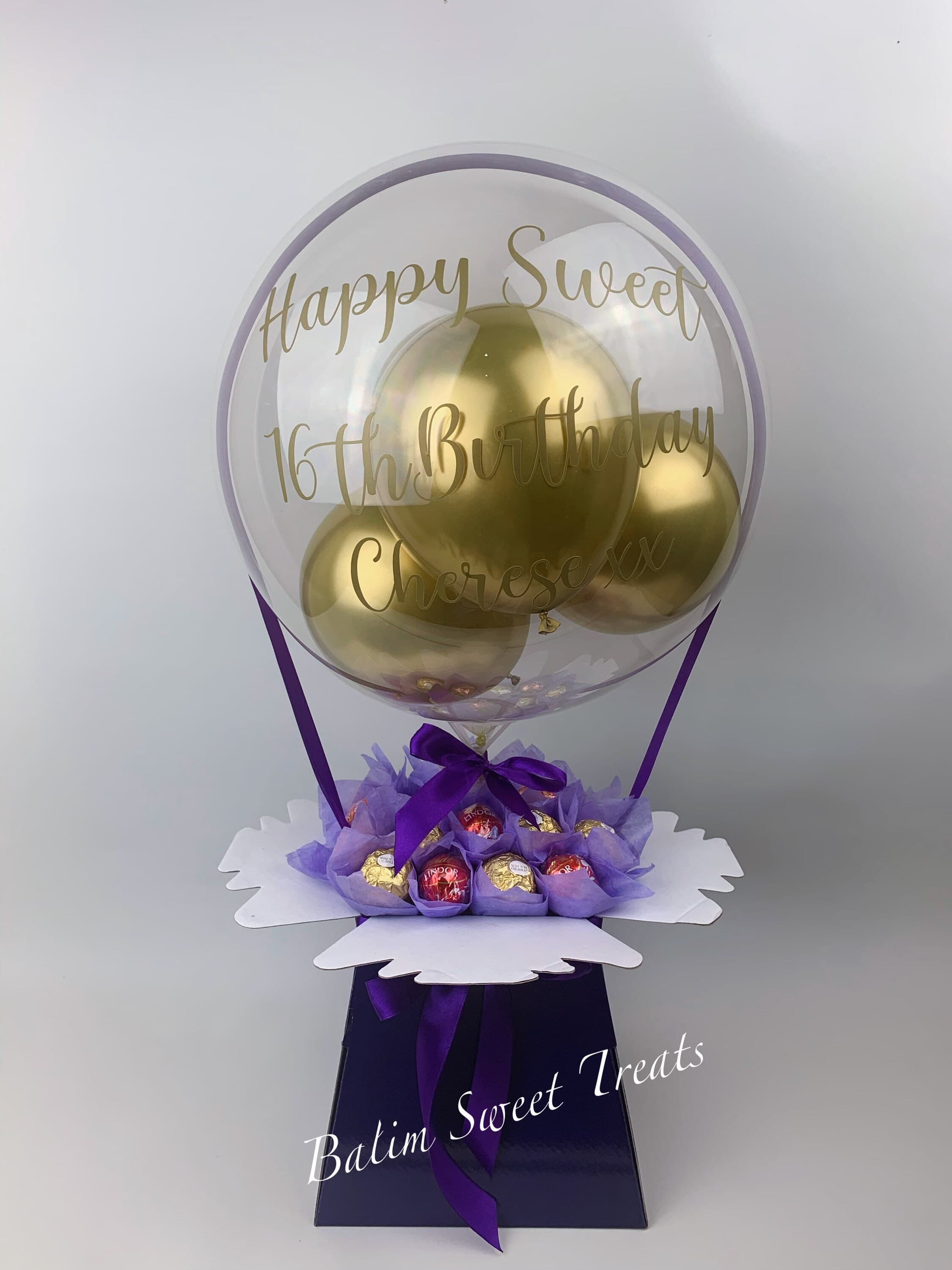 Personalized Bubble Balloon Chocolate Bouquet: Lindor Sweet Hamper