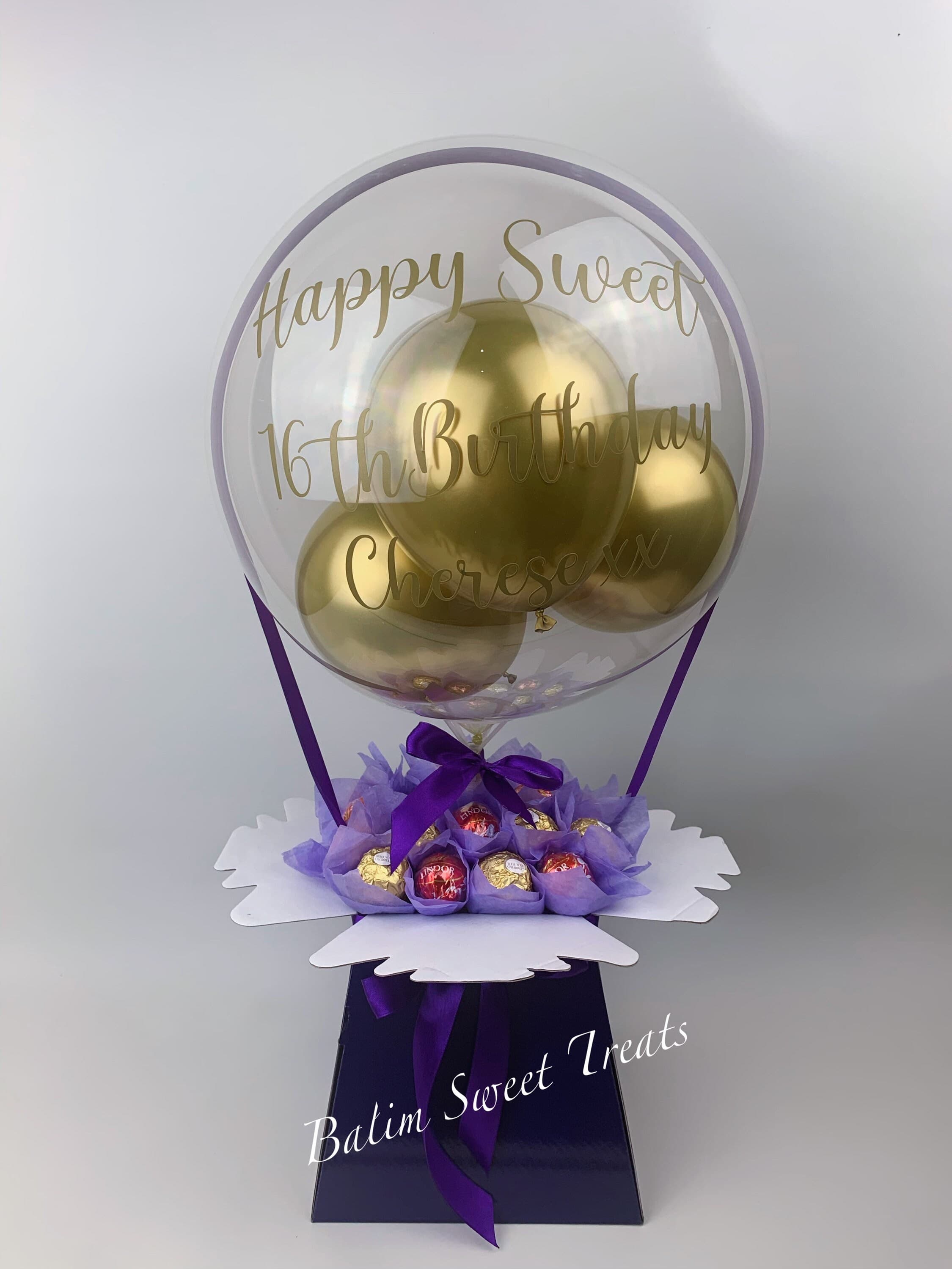 Personalized Bubble Balloon Chocolate Bouquet: Lindor Sweet Hamper - image 5
