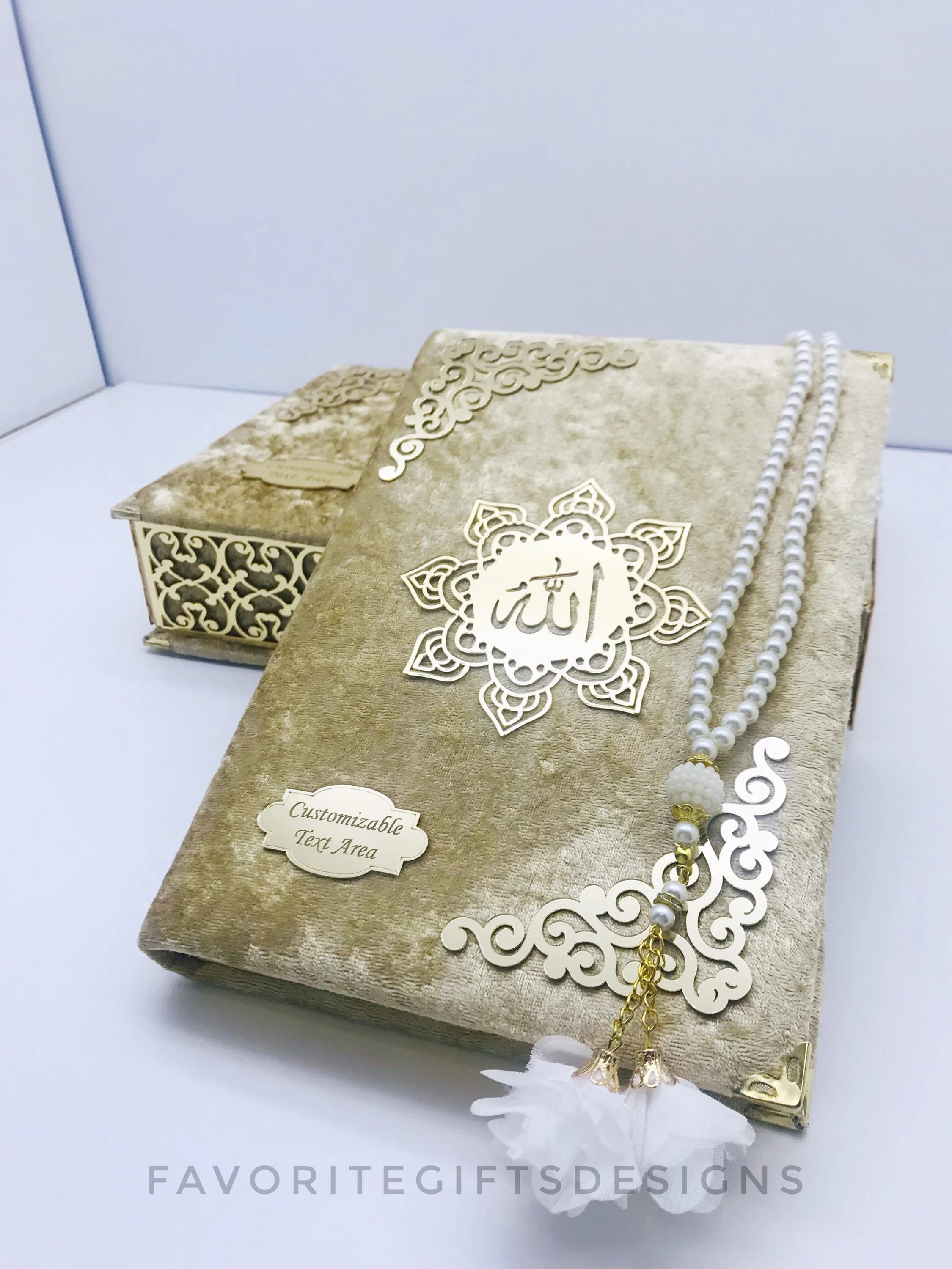 Personalized Quran with velvet box and tasbih set,  Muslim gift set, Velvet Quran and velvet box, Islamic Wedding Gift, Islamıc Quran gift. - image 5