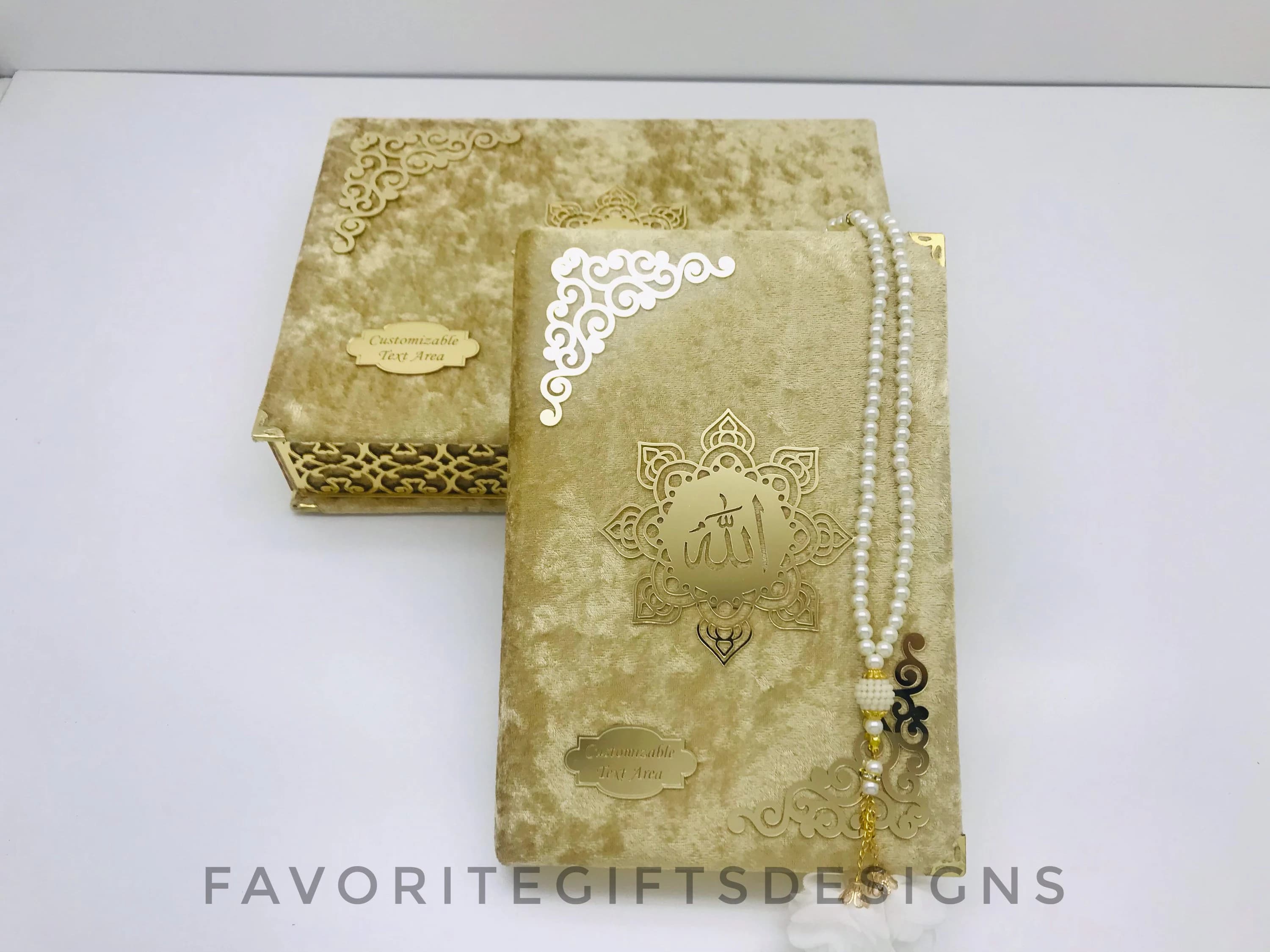 Personalized Quran with velvet box and tasbih set,  Muslim gift set, Velvet Quran and velvet box, Islamic Wedding Gift, Islamıc Quran gift. - image 3