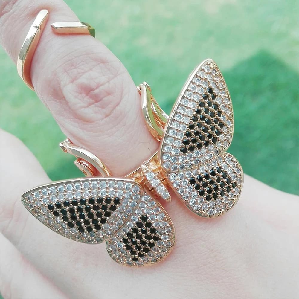 Movable Butterfly Ring Micro Paved Movable Butterfly Shape Ring Moving Butterfly Ring Happy Valentines Day Gift for Her - image 5