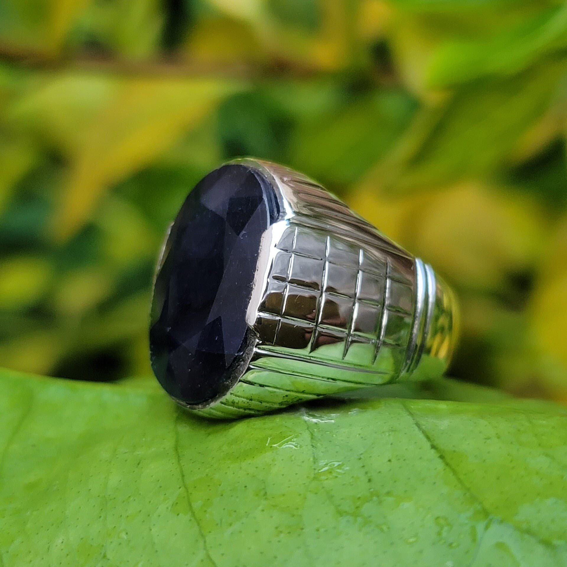 Natural Blue Sapphire Ring, Sapphire stone Handmade Ring, Blue Sapphire 925 Sterling Silver Oval Shape Faceted Sapphire Ring ~ Gift For Him - image 2