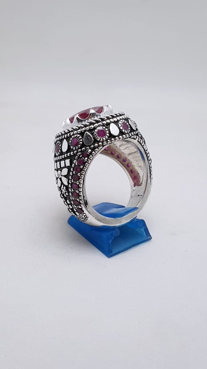 Natural Ruby Stone Ring Yaqoot Ruby Stone 925 Sterling Silver Handmade Designer Ring Rare Red Ruby Stone Vintage Handmade jewelry - image 4