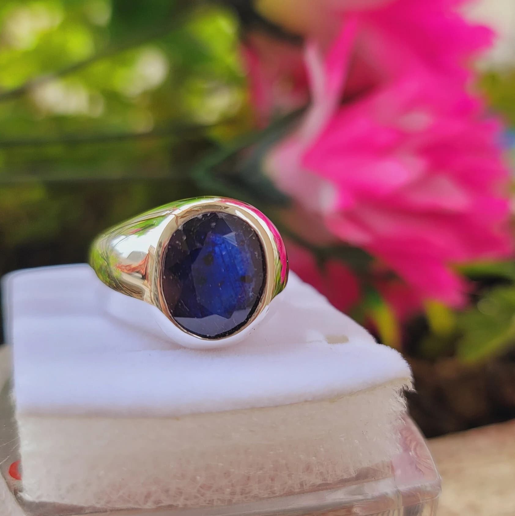 Sapphire Silver Ring Natural Blue Sapphire Neelum Stone Sterling Silver Handmade Ring Men's Sapphire Silver Ring - image 5