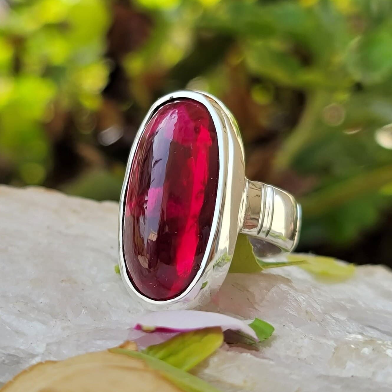 Cabochon Ruby Silver Ring Natural Cabochon Ruby 925 Sterling Silver Handmade RIng Anari Yaqoot Stone Silver Ring - image 4
