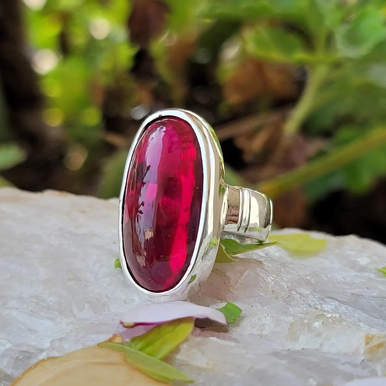 Cabochon Ruby Silver Ring Natural Cabochon Ruby 925 Sterling Silver Handmade RIng Anari Yaqoot Stone Silver Ring - image 2