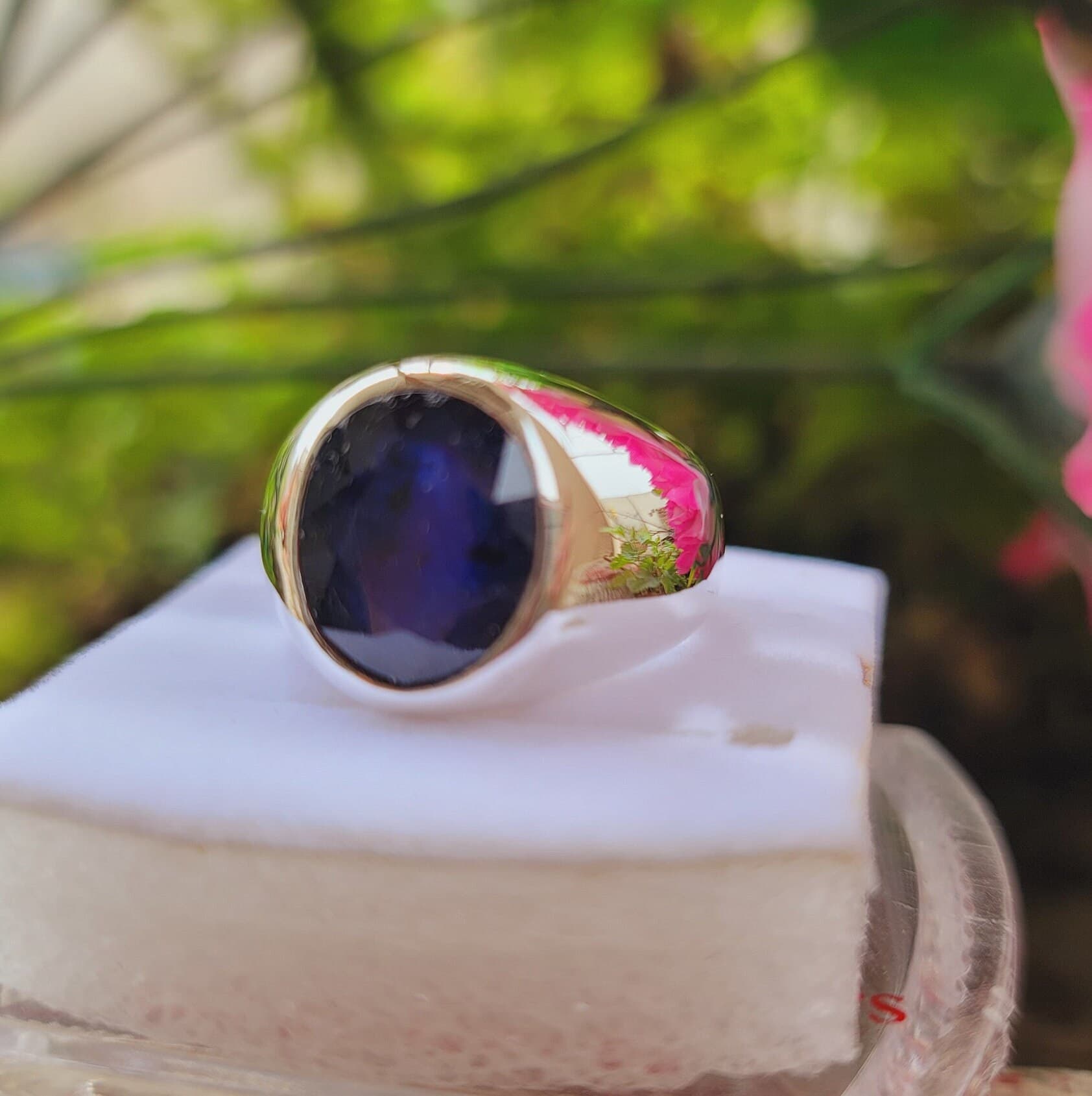 Sapphire Silver Ring Natural Blue Sapphire Neelum Stone Sterling Silver Handmade Ring Men's Sapphire Silver Ring - image 3