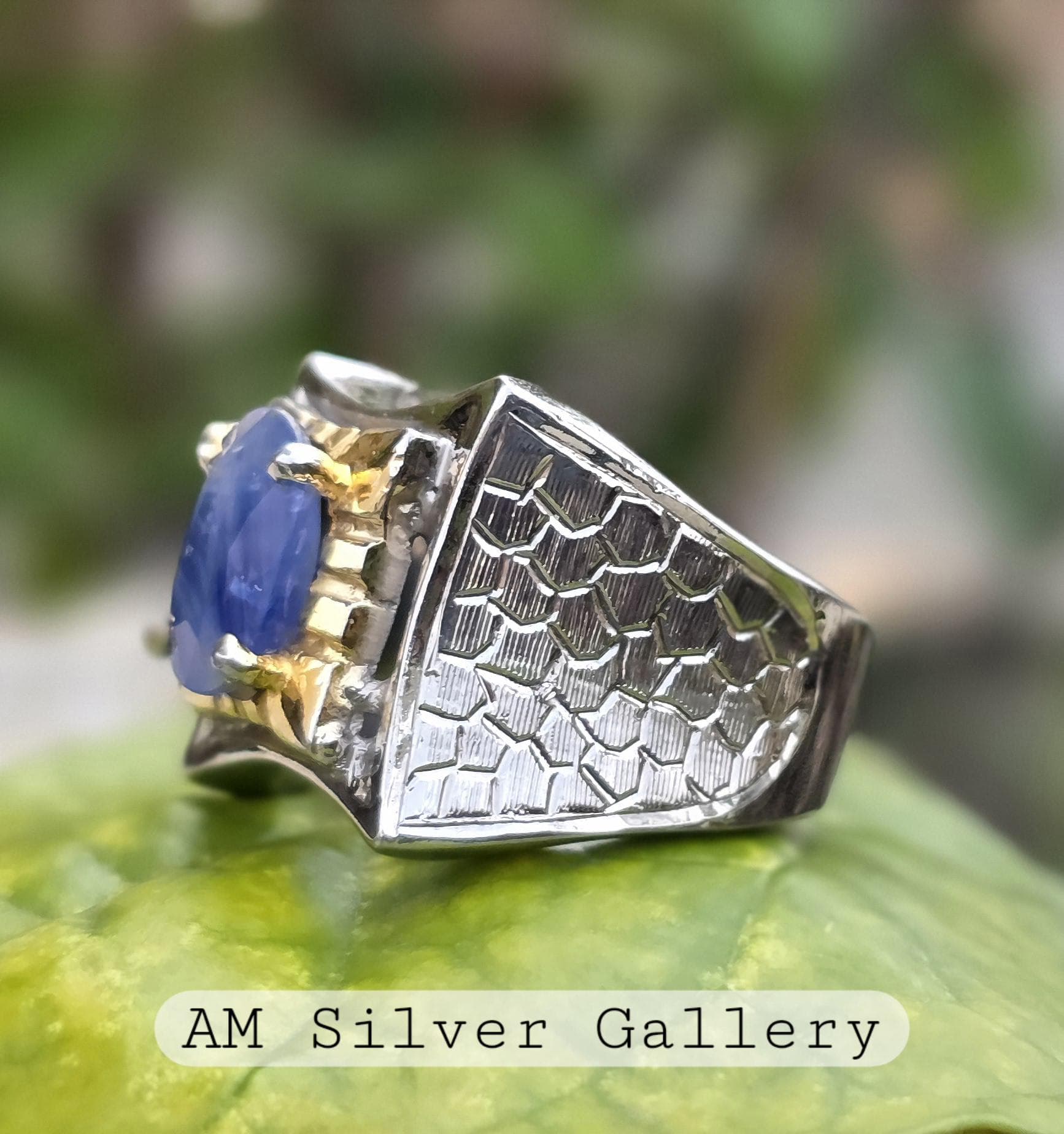 Natural Ceylon Blue Sapphire Ring, Sterling Silver 925, Handmade Artisan Ring - image 5