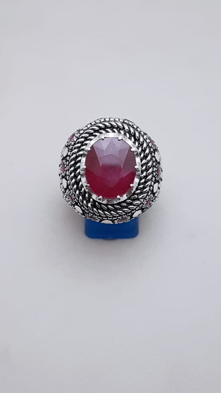 Natural Ruby Stone Ring Yaqoot Ruby Stone 925 Sterling Silver Handmade Designer Ring Rare Red Ruby Stone Vintage Handmade jewelry - image 3