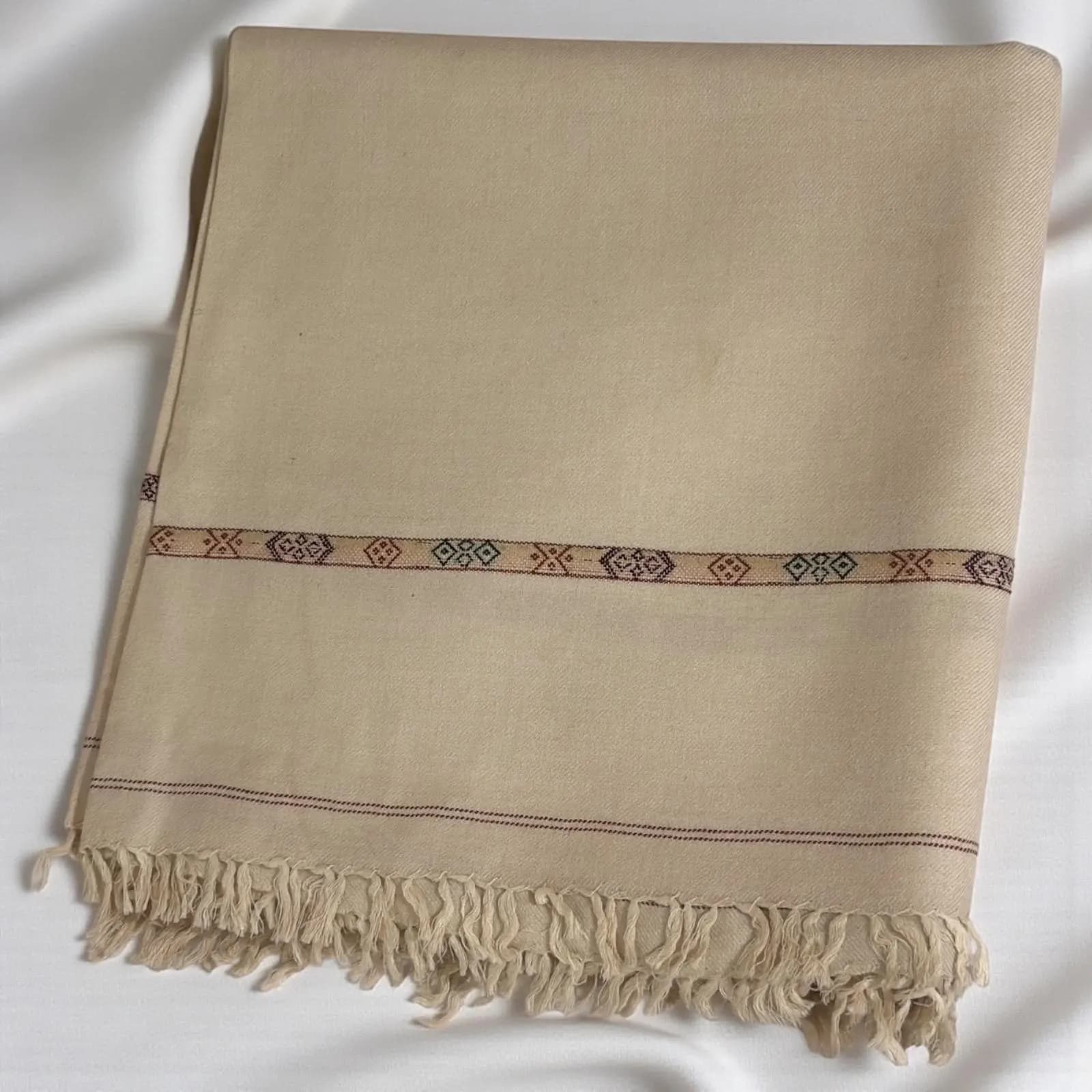 Afghan Warm Wool Shawl, Beige Chadar Patoo, Chitrali Patu, Long Scarf for men