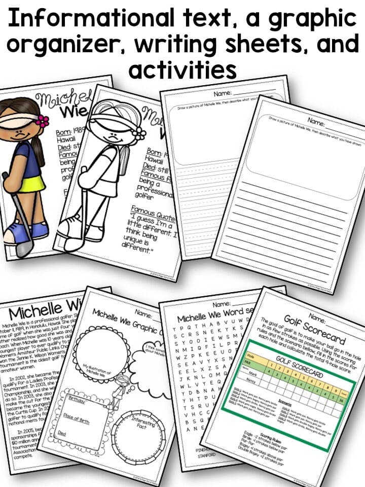 Michelle Wie Biography Activities for 3rd 4th 5th Grade | No Prep Printable Nonfiction Reading, Timeline, Writing Worksheets Homeschool - image 3