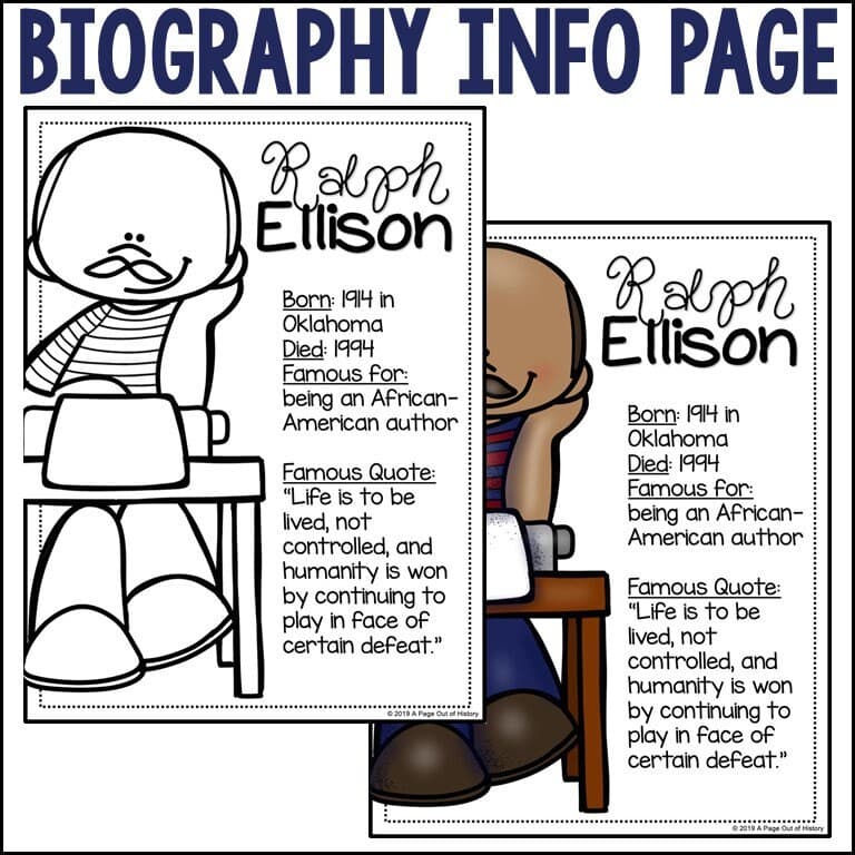 Biography Activities for Kids | Ralph Ellison Reading Comprehension, Timeline, Writing | No Prep Printable ELA Pack Grades 3–5 Homeschool - image 3