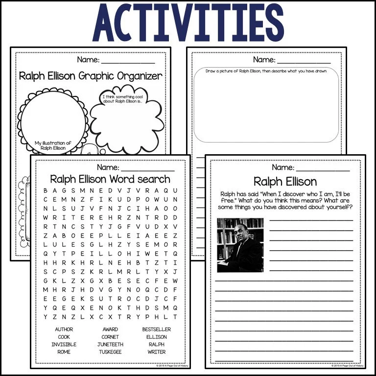 Biography Activities for Kids | Ralph Ellison Reading Comprehension, Timeline, Writing | No Prep Printable ELA Pack Grades 3–5 Homeschool - image 5
