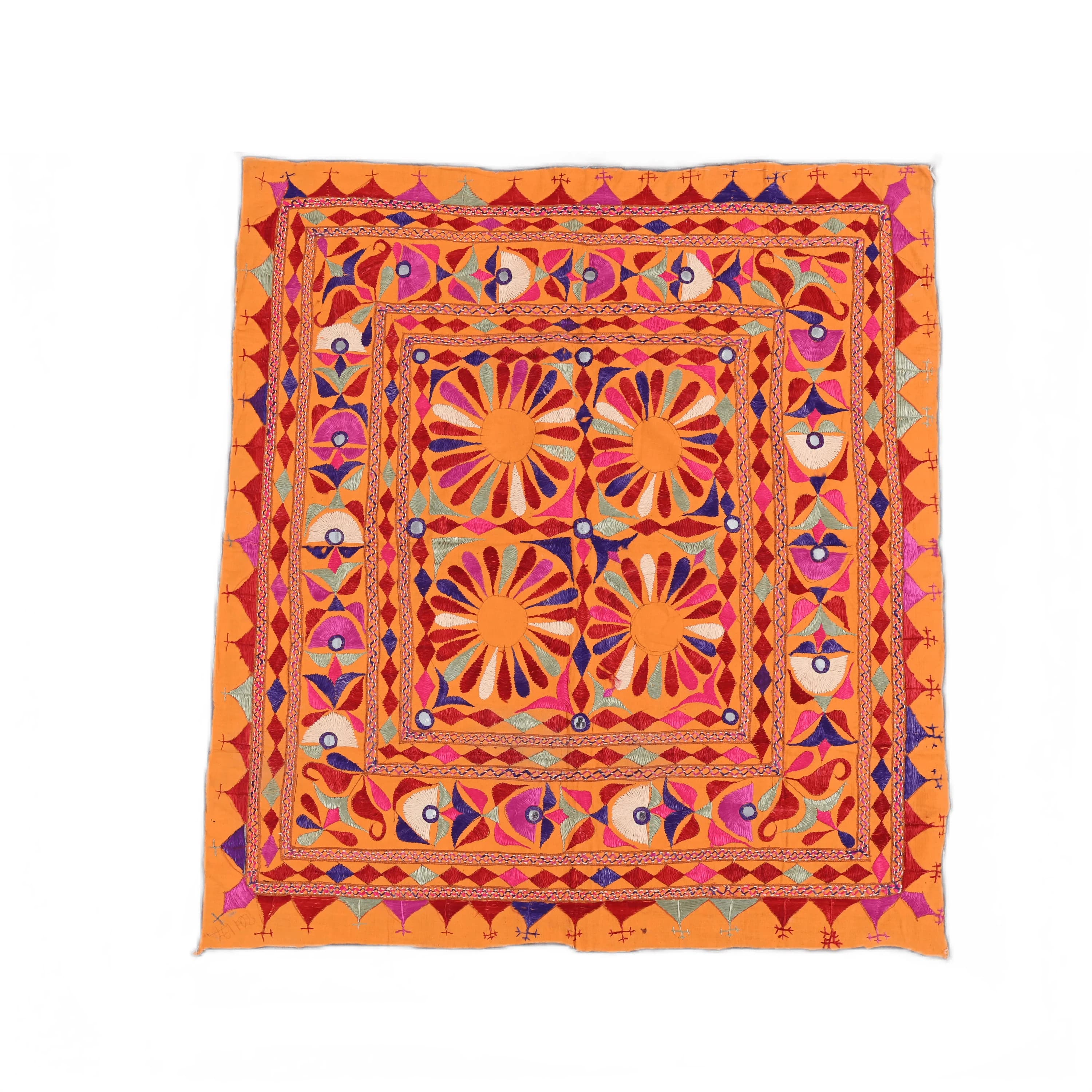 Vintage Indian Boho Cotton Wall Hanging Hand Embroidered Bohemian wall decor tapestry Vintage  Wall Art Gujarati Textile