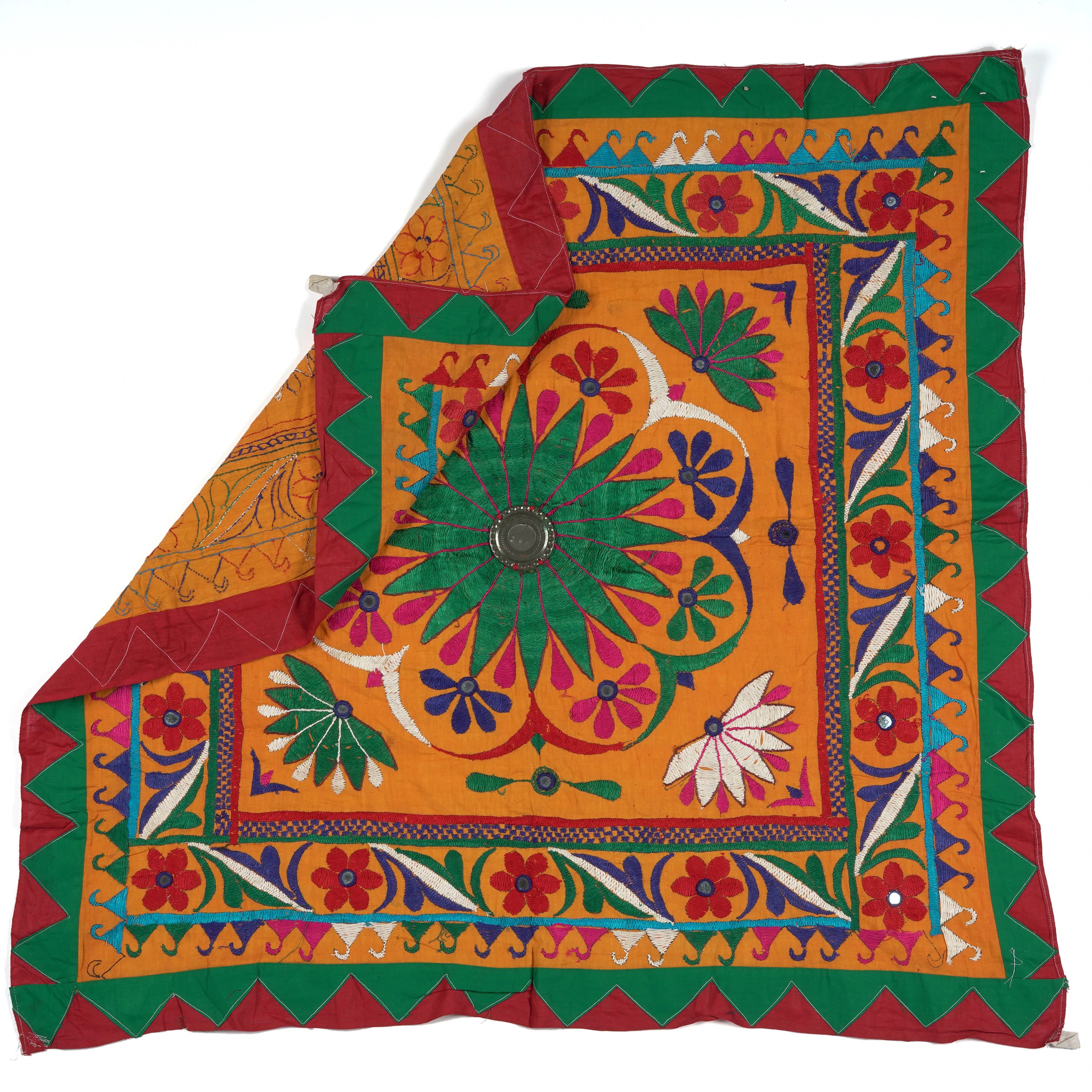 Hand Embroidered Wall Hanging Tapestry Traditional Gujrati Textile Wall Art Vintage Tapestry Textile Bohemian Decor Gift Idea 36x36" - image 4