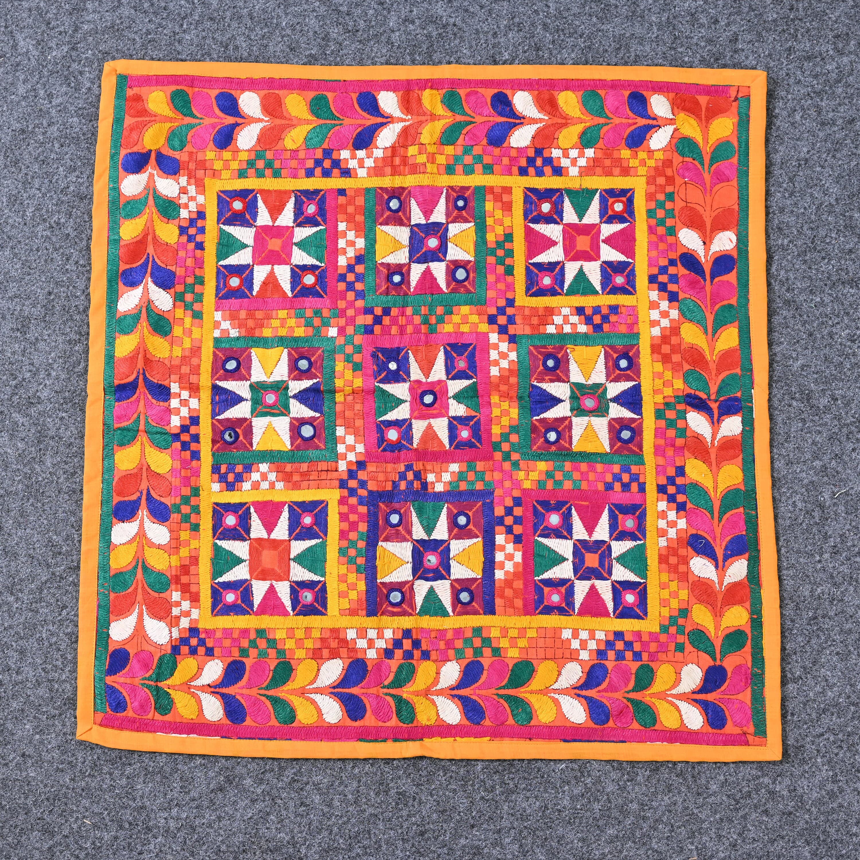 40-50 year old Vintage Tapestry Wall Hanging Embroidered Cotton Textile Gujrati Wall Art Bohemian Decor Traditional Gift Ideas - image 4