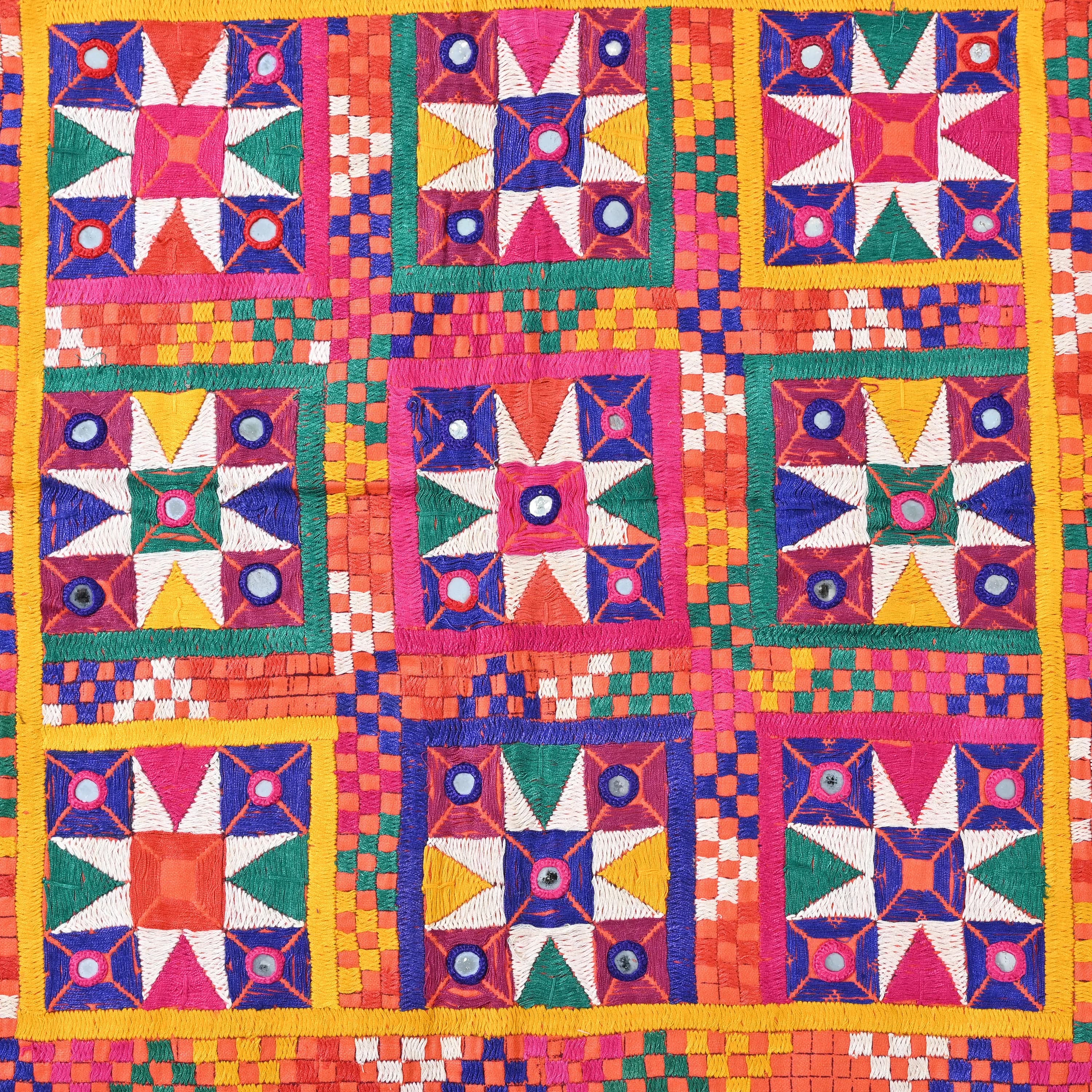 40-50 year old Vintage Tapestry Wall Hanging Embroidered Cotton Textile Gujrati Wall Art Bohemian Decor Traditional Gift Ideas - image 3