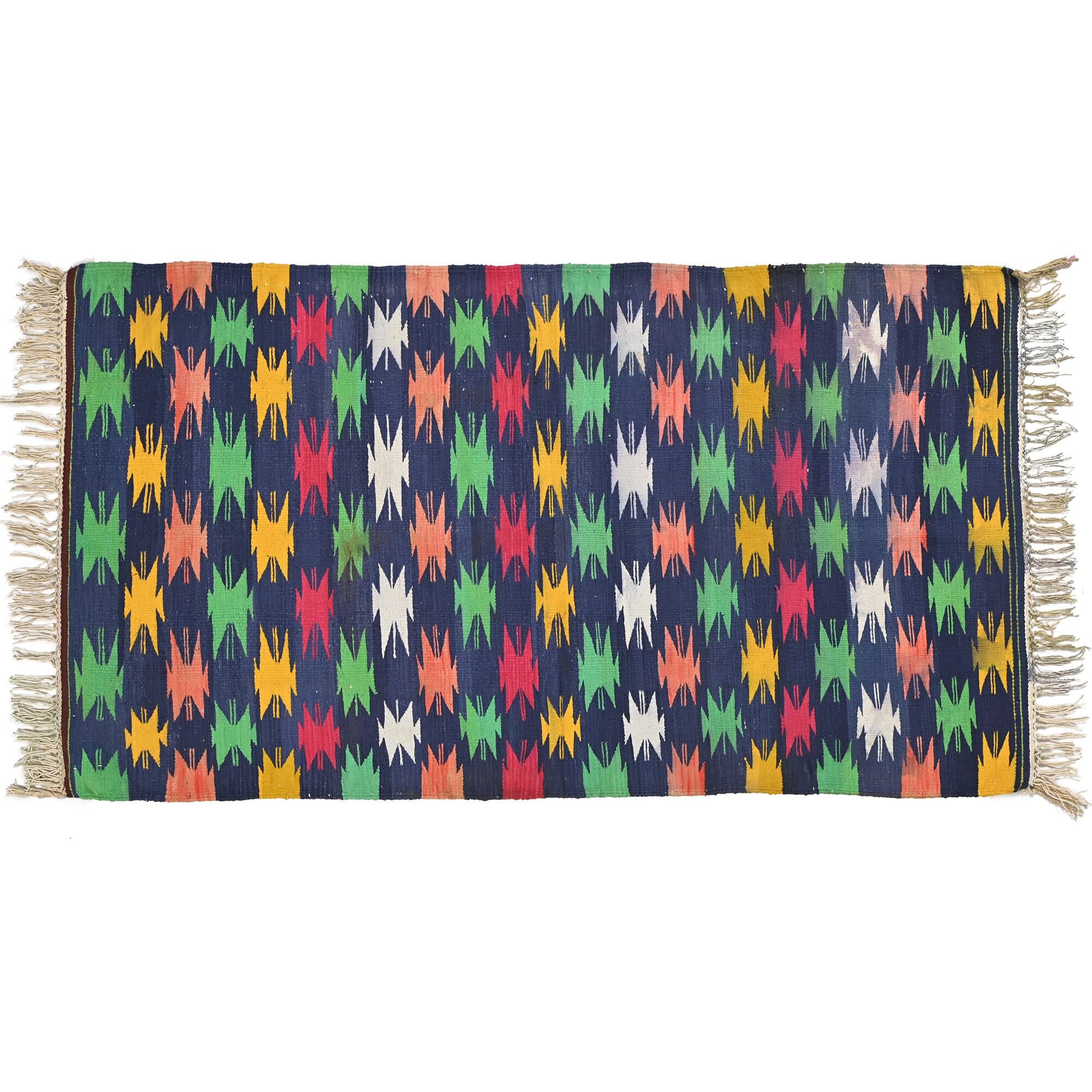Contemporary Handmade Cotton Area Rug Flat Weave Natural Vegetable Dyed Rug Indian Dhurrie Reversible Wall Tapestry Handloomed Rug - image 3