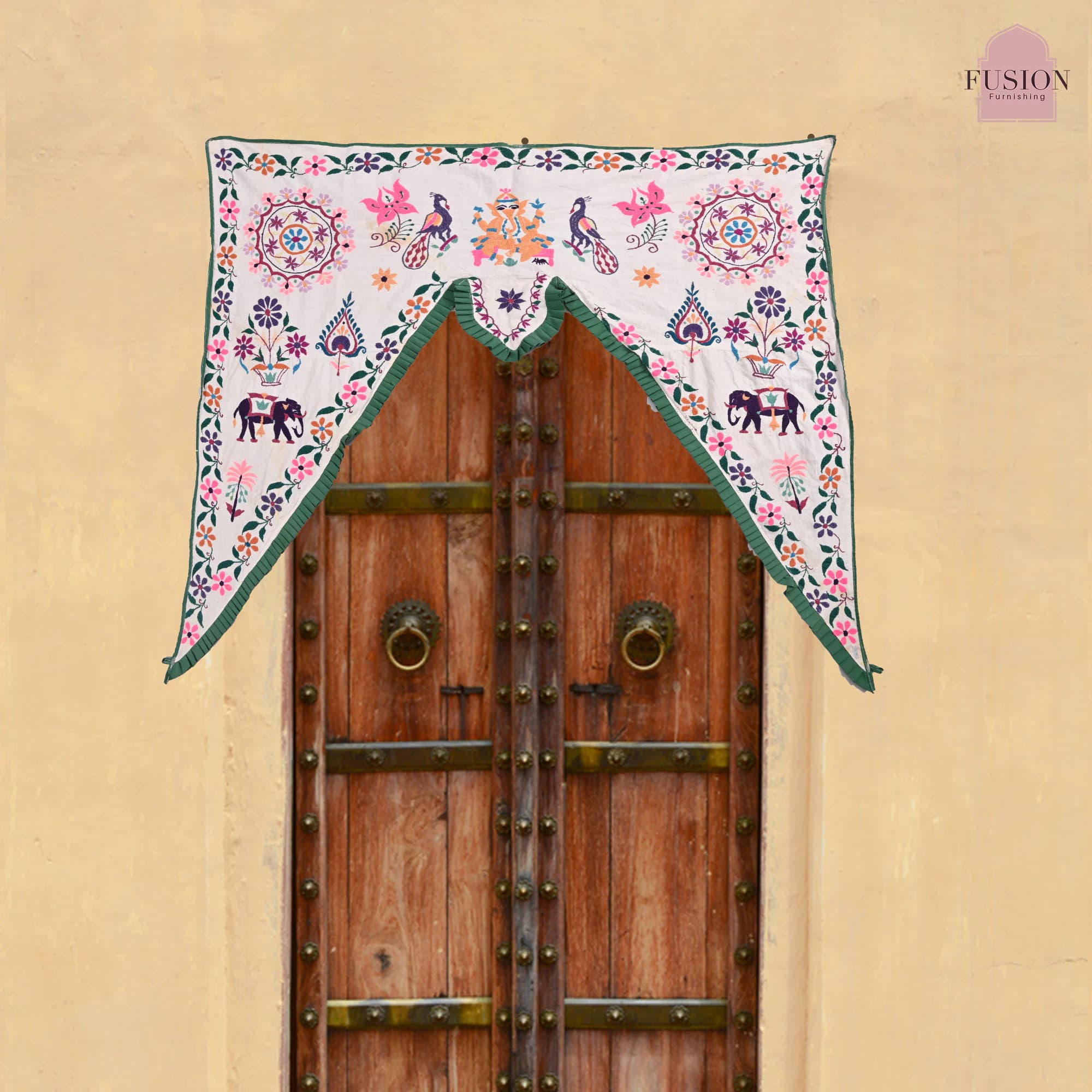 Vintage Indian Cotton Hand Embroidery Traditional Design Toran Wall Hanging Tapestry Vintage Door Toran Window Decor Occasions Bandarwal