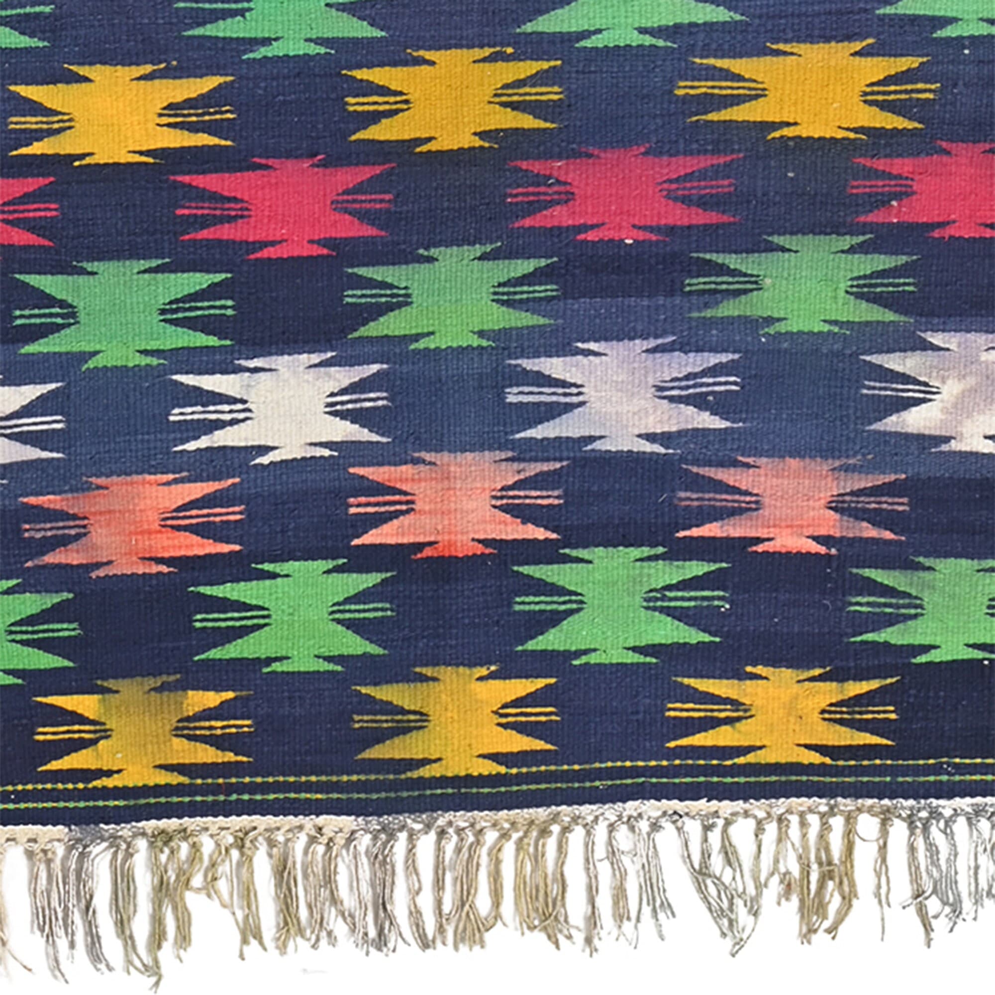 Contemporary Handmade Cotton Area Rug Flat Weave Natural Vegetable Dyed Rug Indian Dhurrie Reversible Wall Tapestry Handloomed Rug - image 5