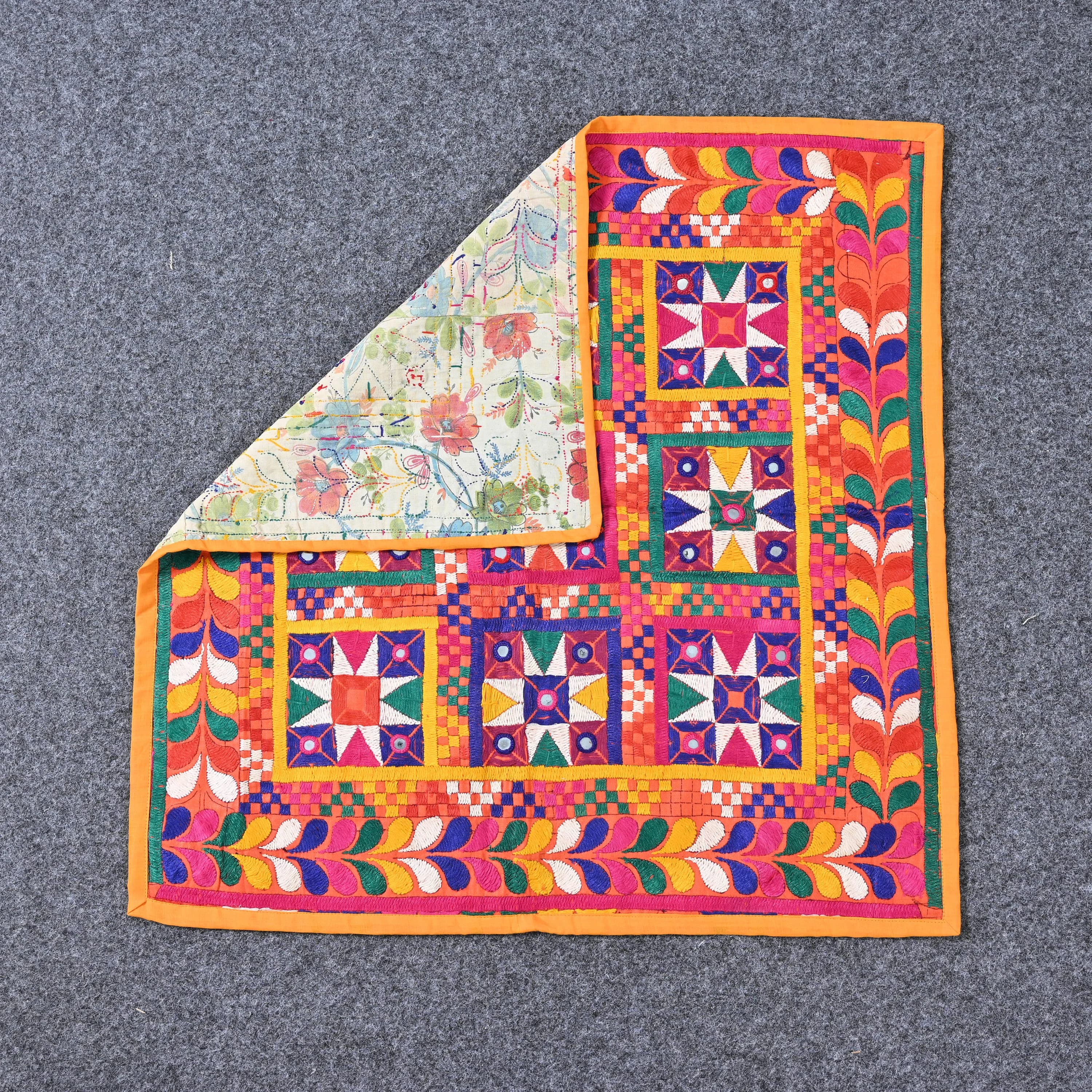 40-50 year old Vintage Tapestry Wall Hanging Embroidered Cotton Textile Gujrati Wall Art Bohemian Decor Traditional Gift Ideas - image 5