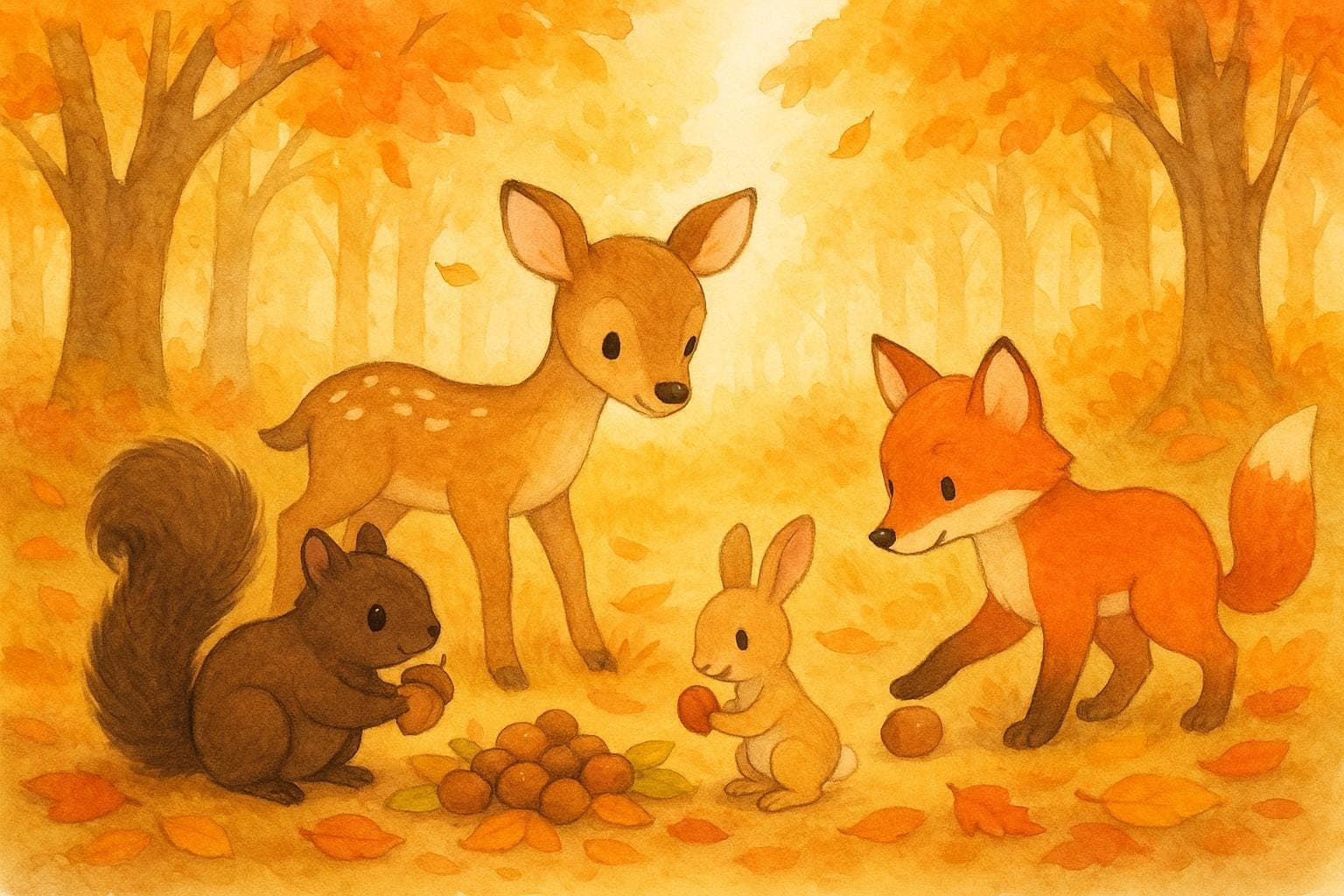 Kamishibai Geschichte Jahreszeiten Waldtiere, Für Kindergarten, Erzählungen für Kinder, Sofort Download - image 3