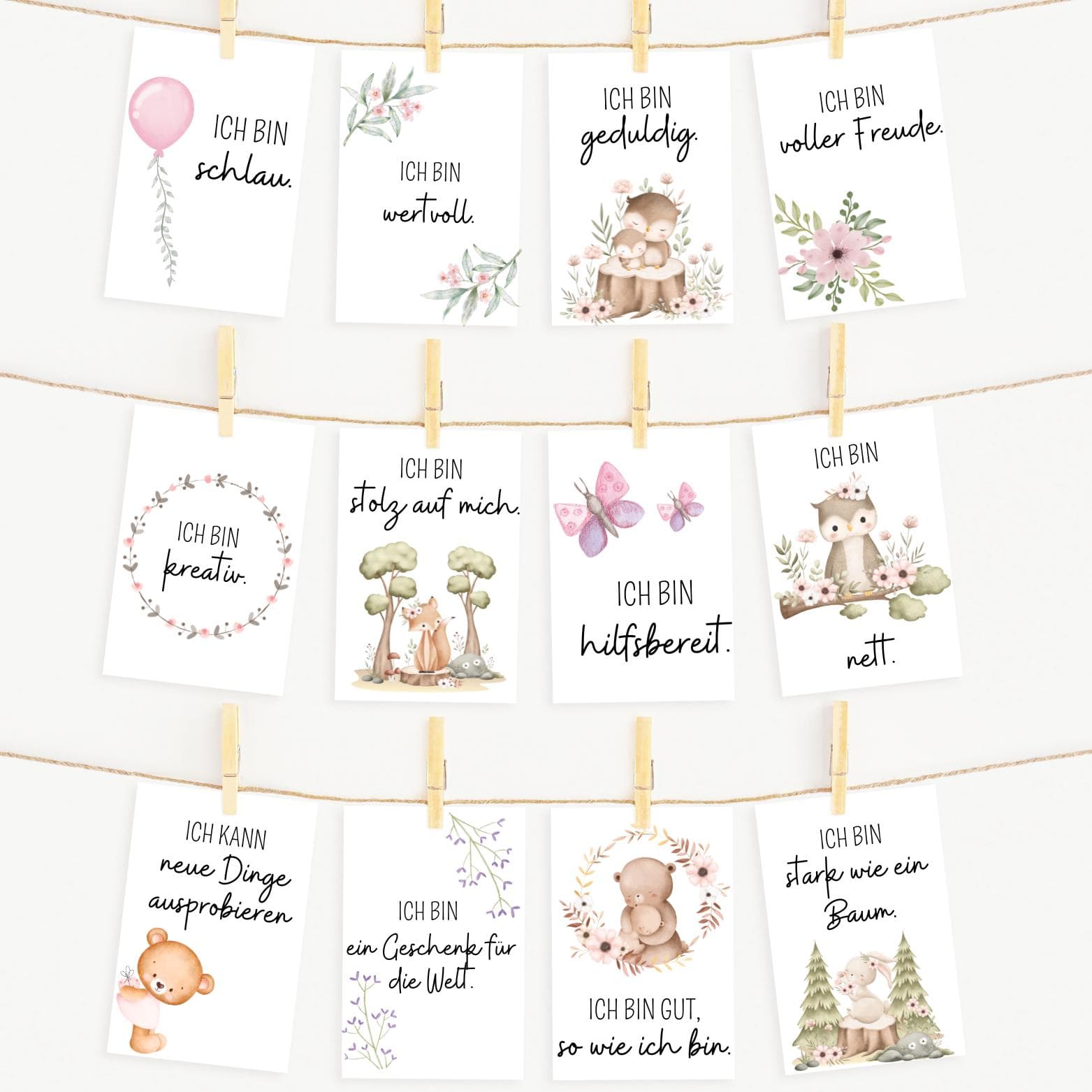 Affirmationskarten für Kinder zum ausdrucken - Mutmachkarten / Positive Glaubenssätze / Selbstbewusstsein stärken / PDF - image 3