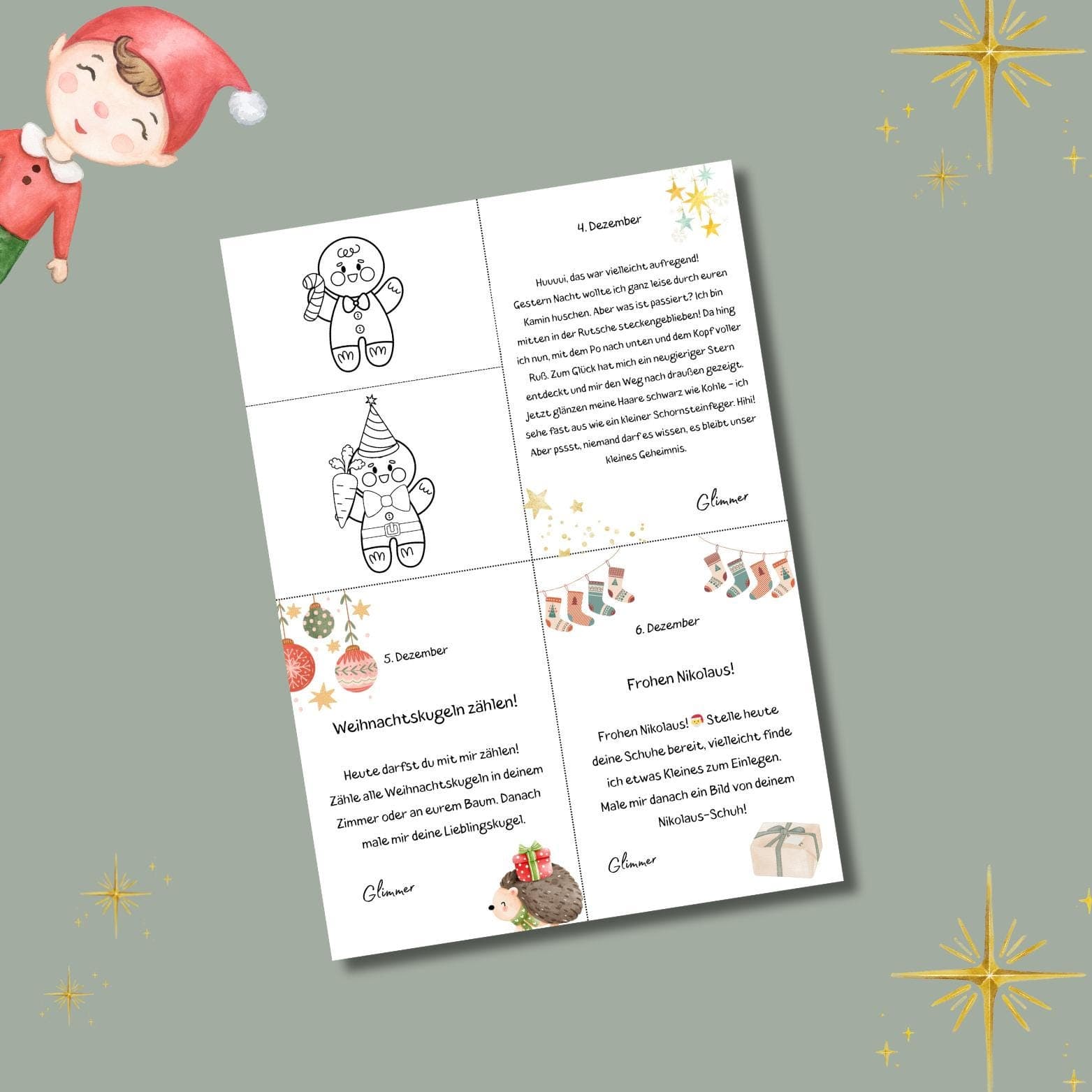 24 Wichtelbriefe Weihnachten zum ausdrucken/ Weihnachtswichtel Set/ Adventskalender Idee für Kinder/ Zeit statt Zeug/ PDF Download - image 5
