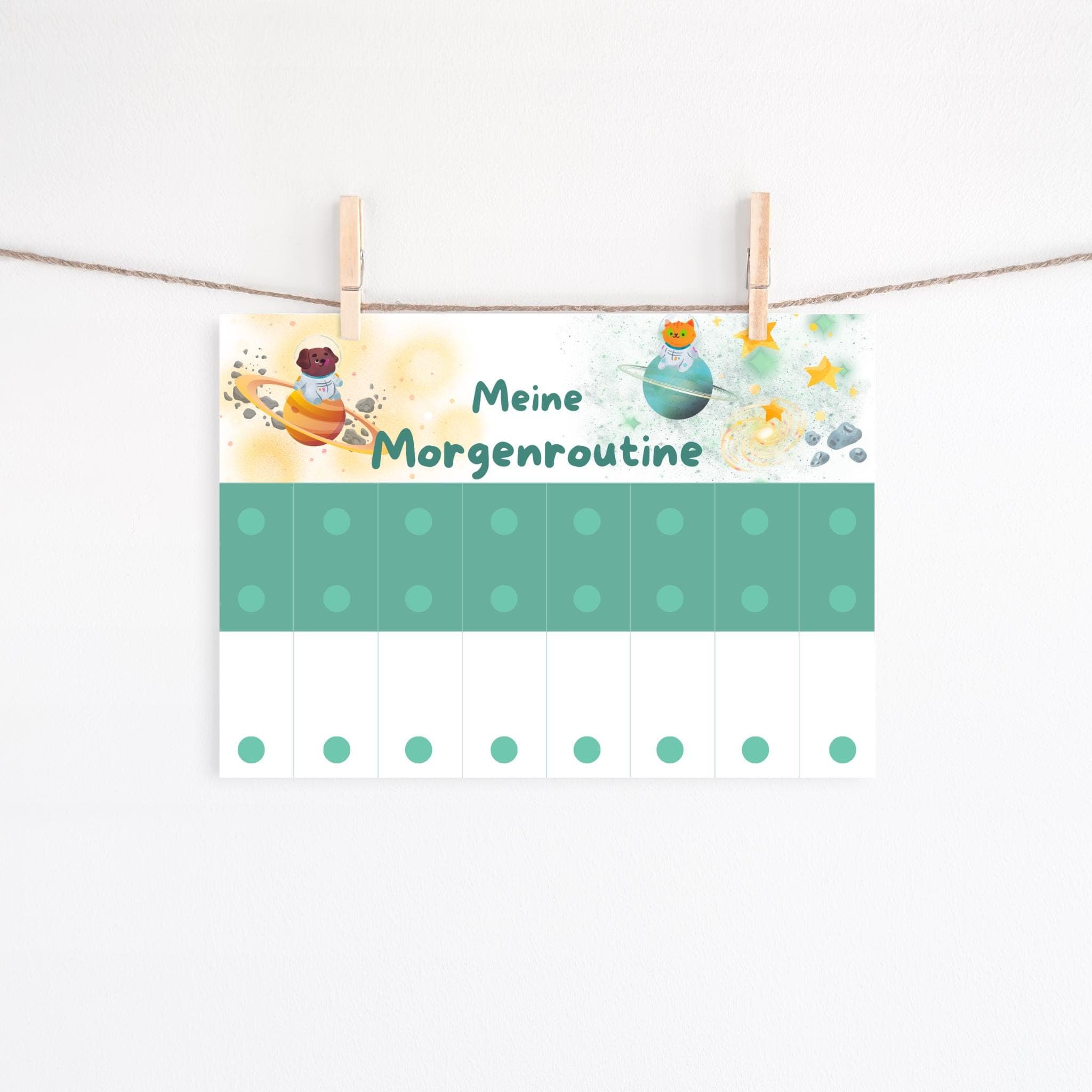 Routineplaner Kinder Planet, Morgenroutine und Abendroutine für Kinder, Montessori Kinder, Digitaler Planer, Routineplaner Weltraum - image 3