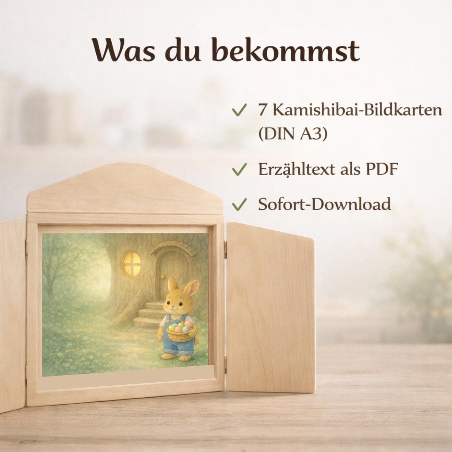 Kamishibai Ostergeschichte für Kindergarten, Ostern, Morgenkreis Ideen, Geschichte über Freundschaft und Teilen, Sofort Download - image 4