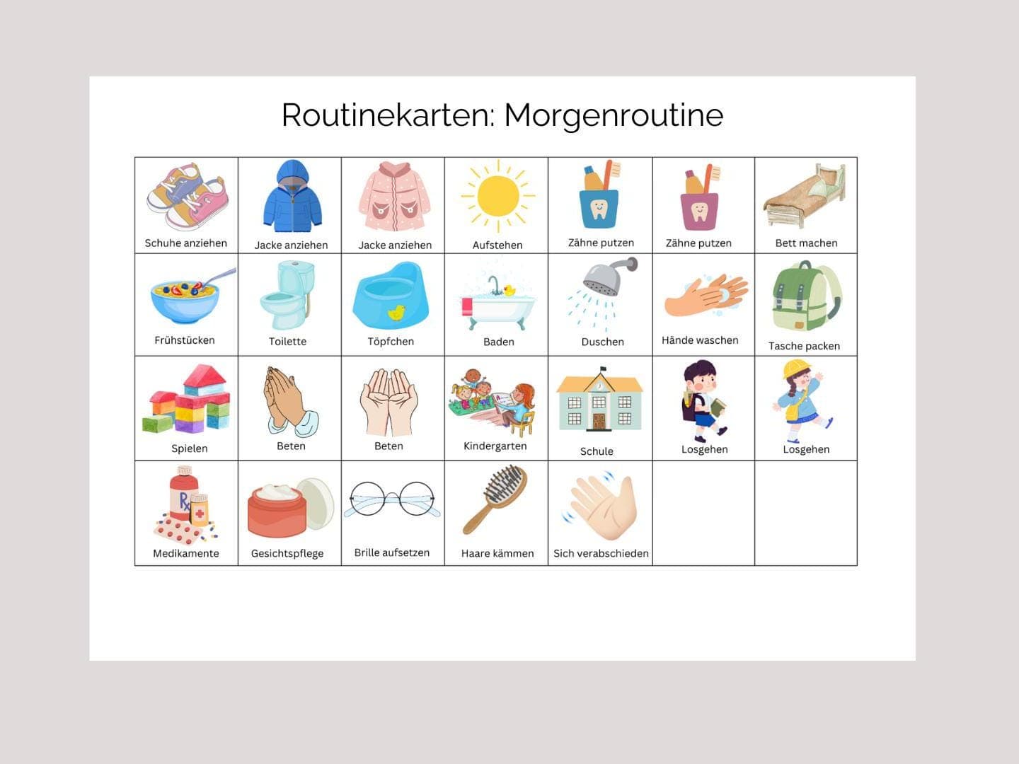 Morgen & Abendroutine für Kinder Einhorn Regenbogen, Routineplan für Kinder, Routinekarten Kinder, Belohnungstafel Kinder - image 3