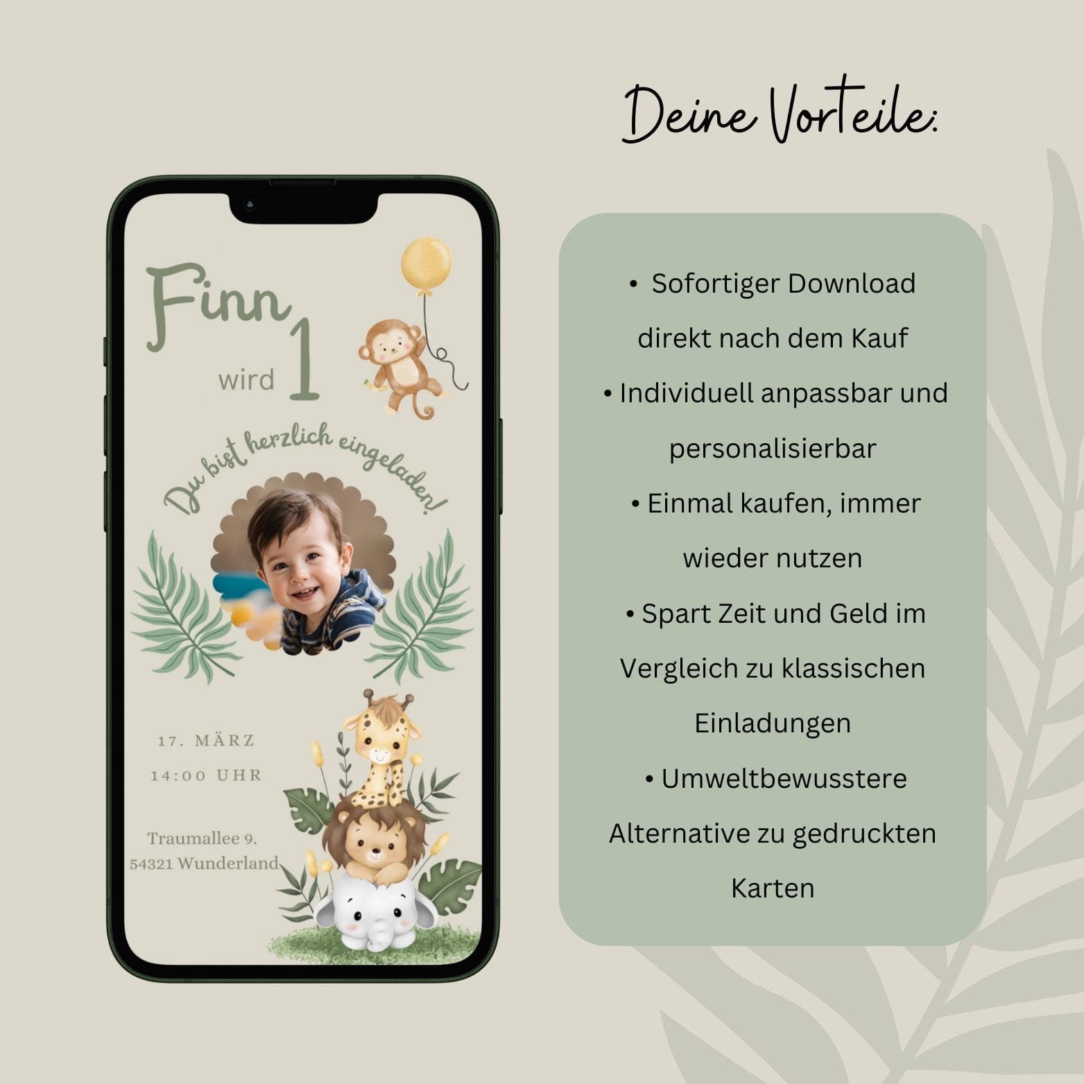 Safari Einladung Kindergeburtstag Junge – Digitale WhatsApp Einladung personalisierbar – Geburtstagseinladung - image 4
