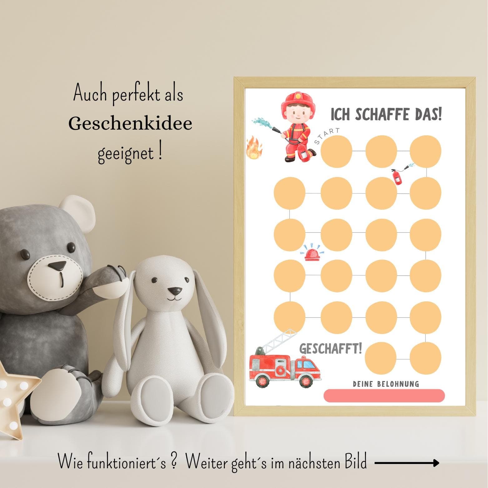 Feuerwehr Belohnungsplan für Kinder, Motivationsplan Feuerwehrmann, Belohnungstafel Kinder, Töpfchentraining, Digitale Datei,zum ausdrucken - image 4
