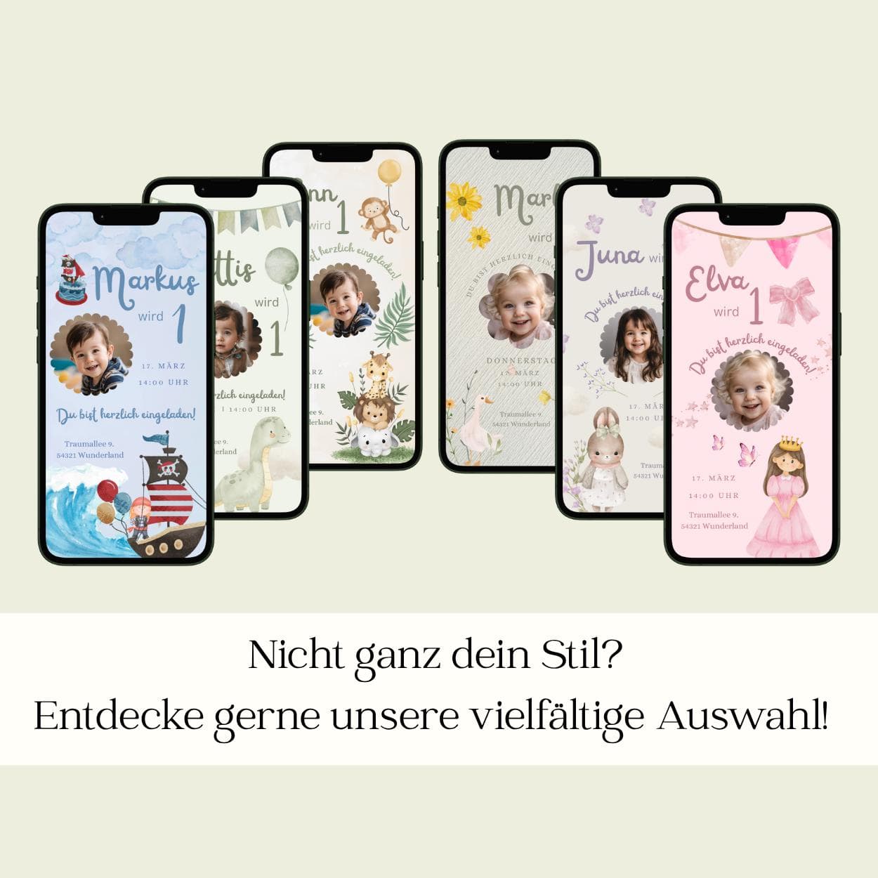 Digitale Einladung Kindergeburtstag, personalisierbare Einladung WhatsApp, Einladung Foto Mädchen, Geburtstagseinladung Handy, Design Blume - image 4