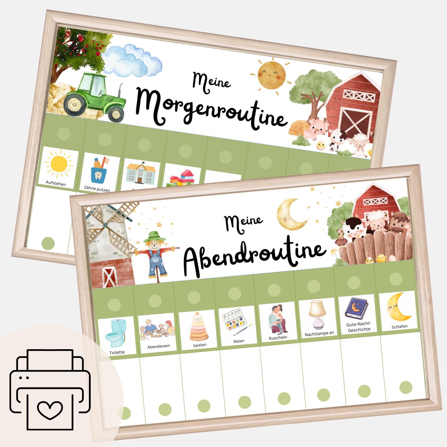 Routineplaner Kinder Bauernhof, Morgen- & Abendroutine mit Routinekarten | Tagesplan, Aufgabenplan zum Ausdrucken