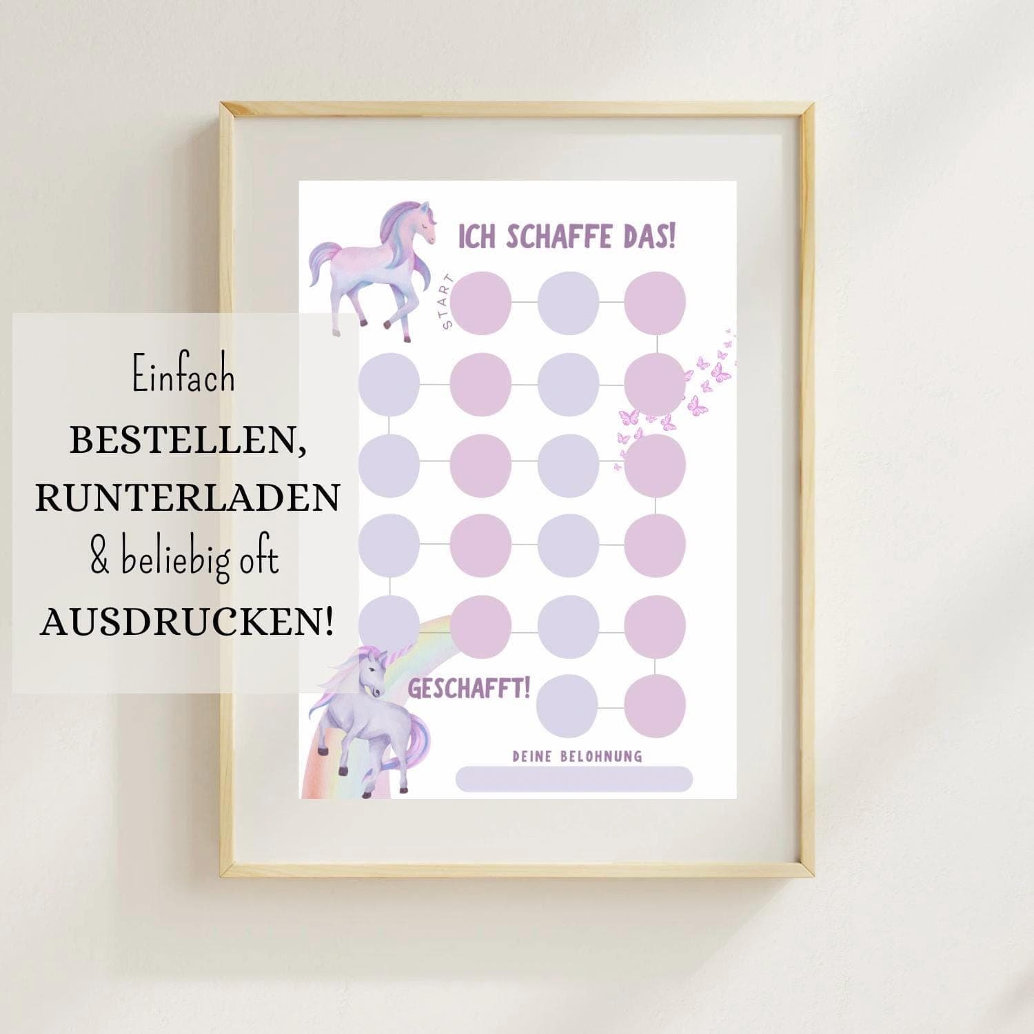 Belohnungsplan Kinder Regenbogen Einhorn, Ich schaffe das, Belohnungssystem Kind, Windelfrei Töpfchentraining plan, Motivationsplan - image 3