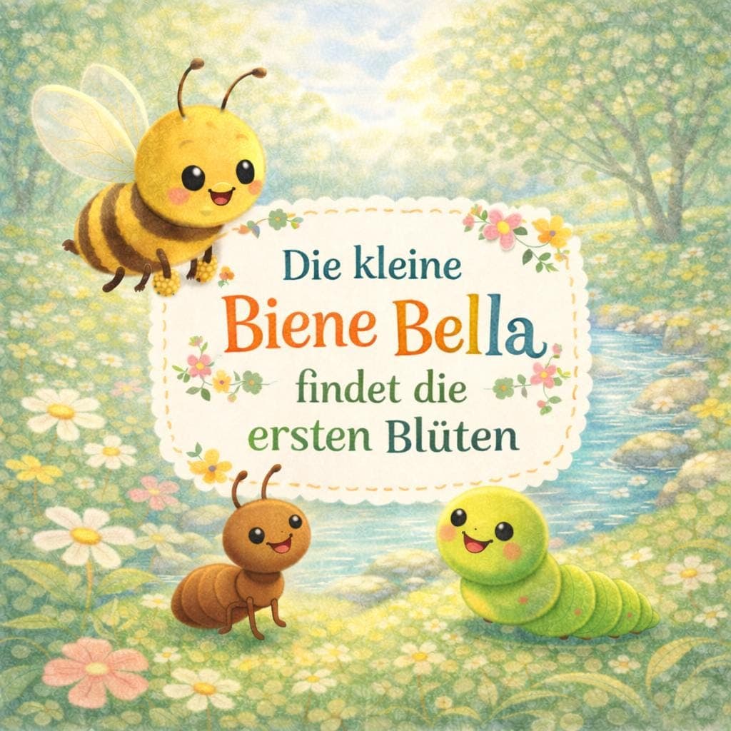 Kamishibai Frühling Kindergarten - Die kleine Biene Bella findet die ersten Blüten, Bildkarten Geschichte Kita Natur Frühblüher