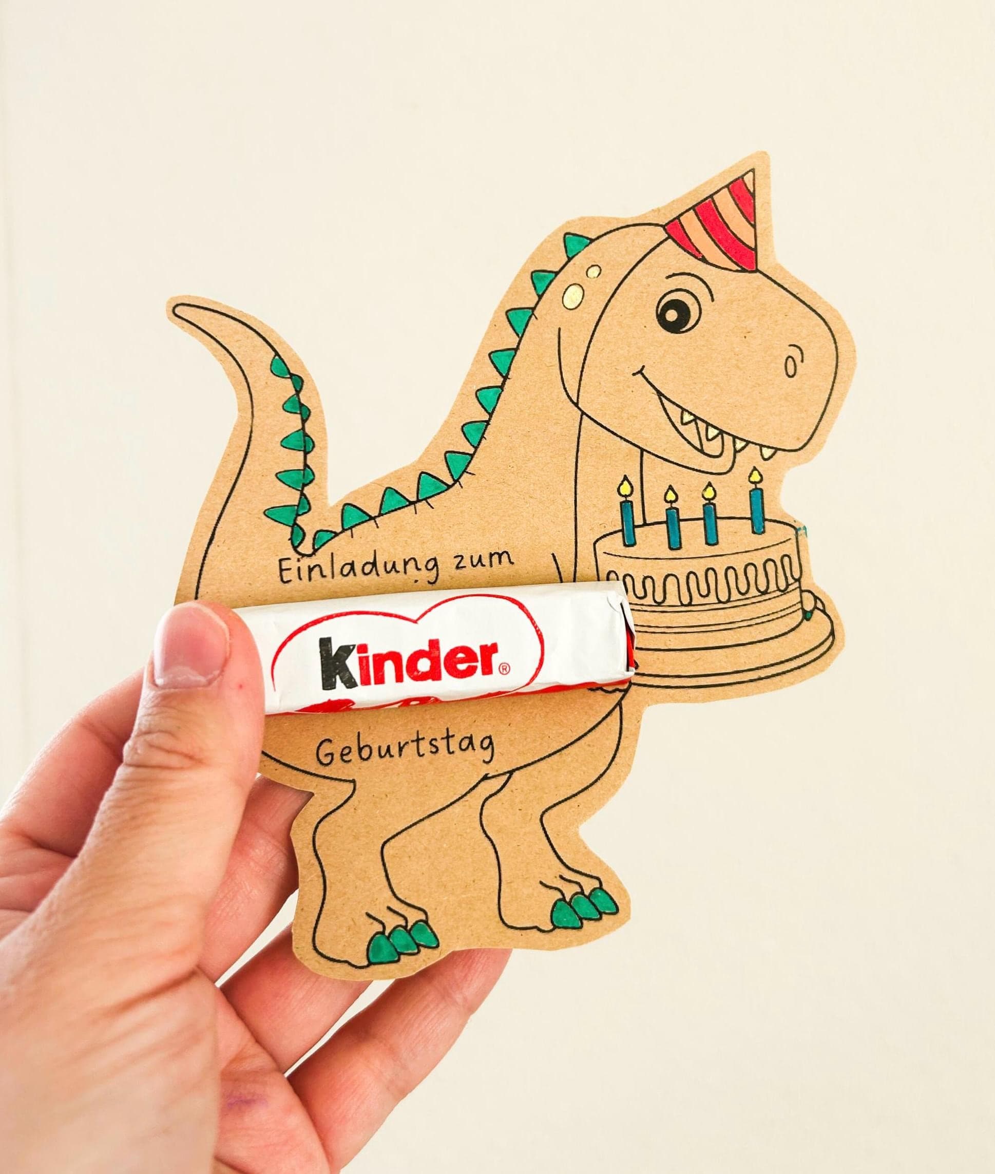 Dino Geburtstagseinladung - A4 PDF Druckvorlage, Bastelvorlage Geburtstagseinladung, Einladungskarte Kindergeburtstag, Einladung Dino