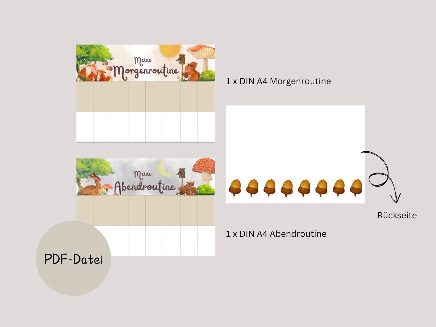 Morgen & Abendroutine für Kinder Waldtiere, Tagesplan für Kinder, Routineplan zum ausdrucken, Routineplaner für Kinder - image 5