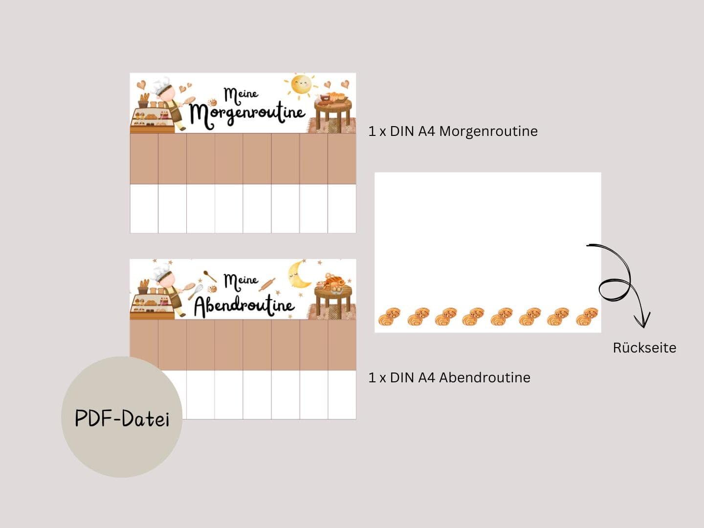 Morgen & Abendroutine für Kinder Bäckerei, Tagesplan für Kinder, Routineplan zum ausdrucken, Routineplan für Kinder - image 5