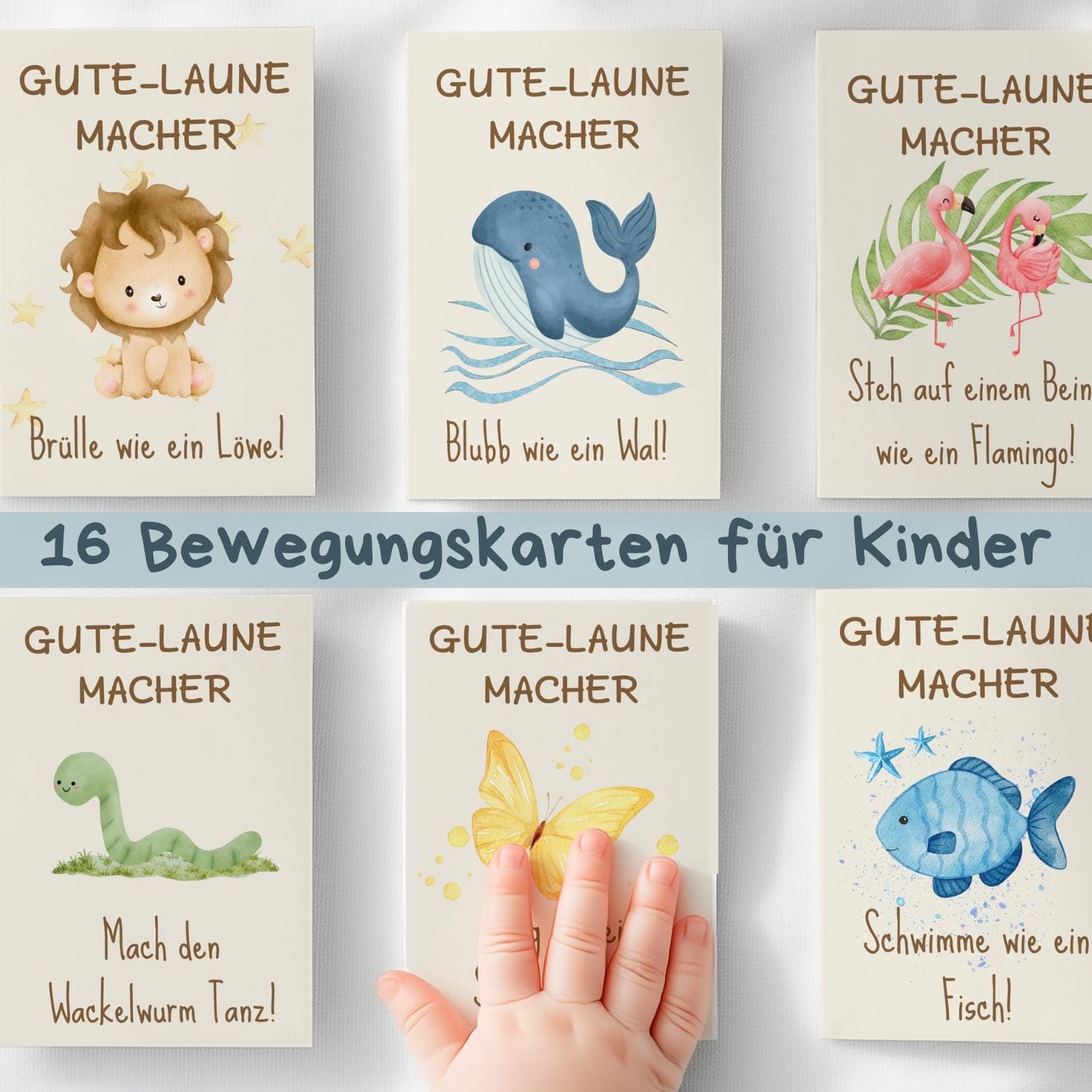 Bewegungskarten für Kinder, für Krippe, Kindergarten, Bewegungskarten Tiere, Digitaler Download