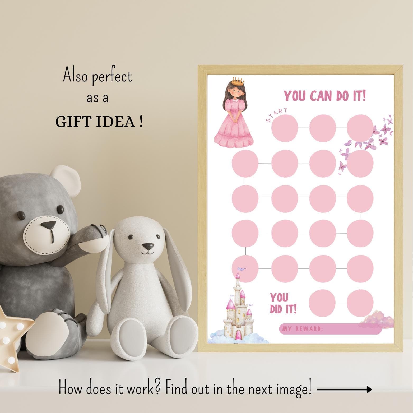 Princess reward chart for kids, reward chart for toddlers, behavior chart kids, kids reward chart, preschool printables, potty training kids - image 4