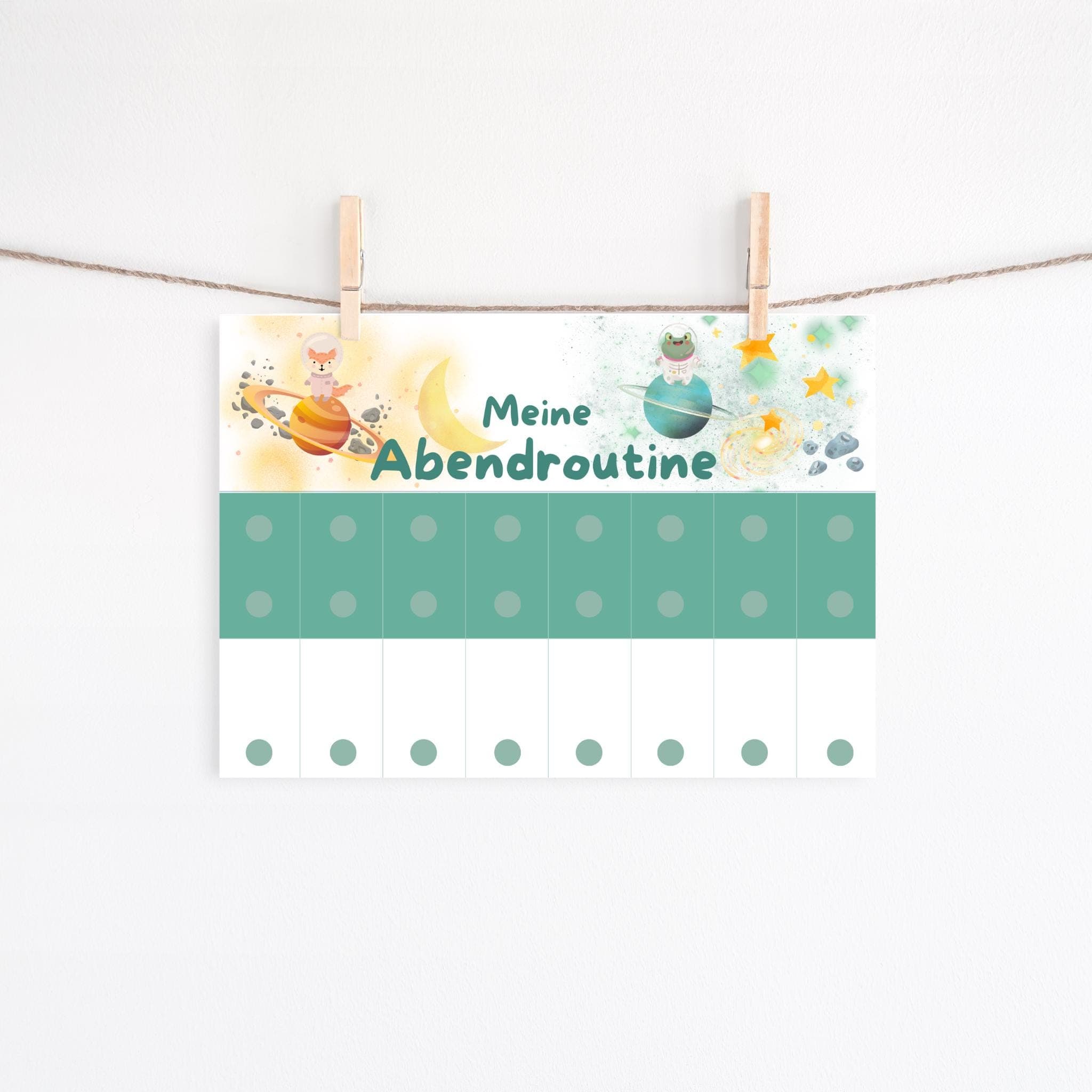 Routineplaner Kinder Planet, Morgenroutine und Abendroutine für Kinder, Montessori Kinder, Digitaler Planer, Routineplaner Weltraum - image 4