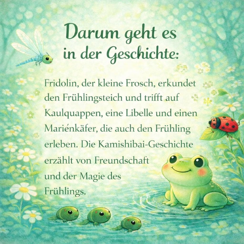 Kamishibai Frühling Kindergarten, Fridolin der Frosch, Frühling Geschichte Kita, Erzähltheater Morgenkreis, Naturgeschichte - image 4