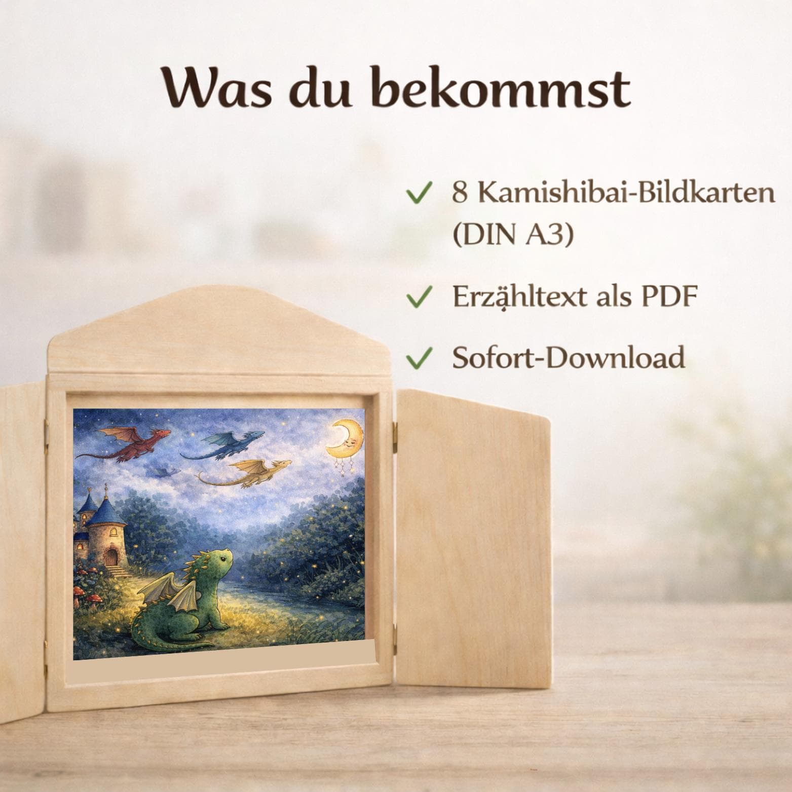 Kamishibai Geschichte über Mut und Angst, Für Kita und Grundschule, Drachen Geschichte, Sofort Download - image 3
