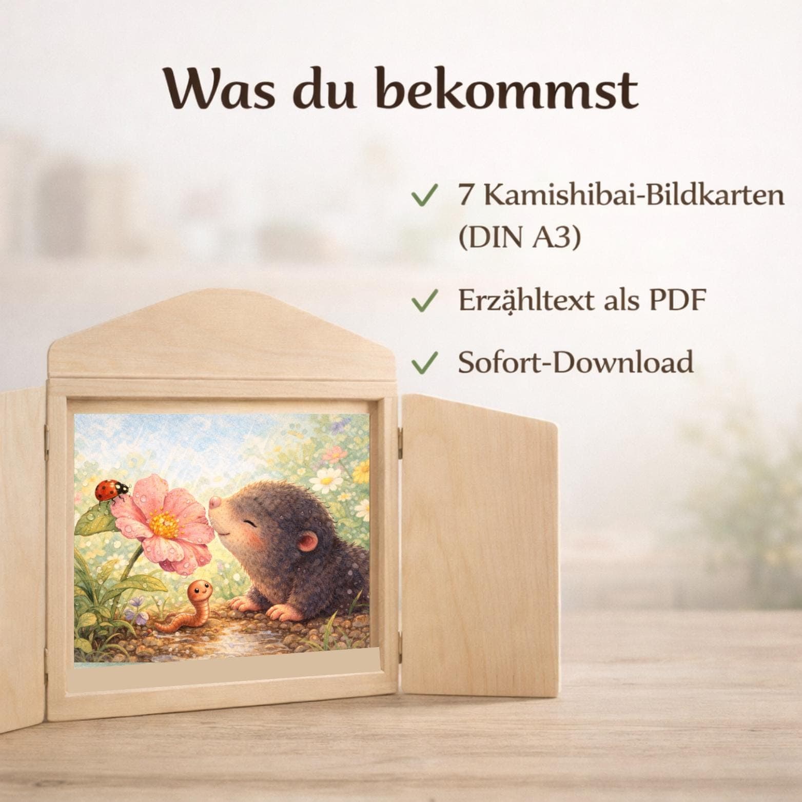 Kamishibai Geschichte Frühling - Theo der Maulwurf entdeckt den Frühlingsgarten, U3 Geschichte Kita & Kindergarten - image 4