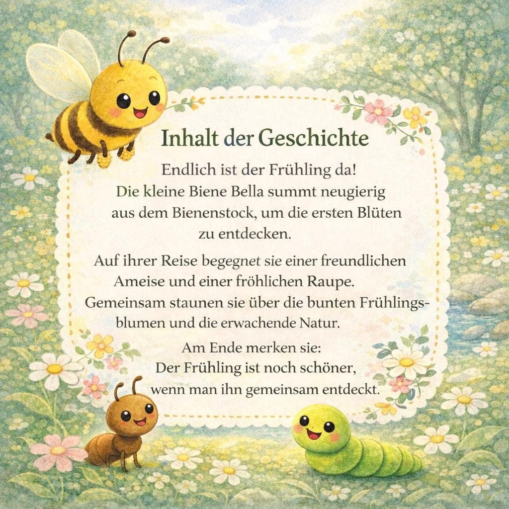 Kamishibai Frühling Kindergarten - Die kleine Biene Bella findet die ersten Blüten, Bildkarten Geschichte Kita Natur Frühblüher - image 4